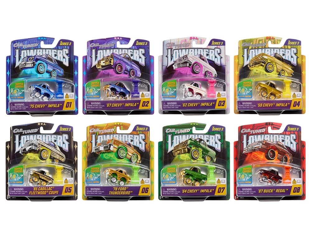 "Lowriders Show Glow" Series 3 Set of 8 Pieces Diecast Model Cars by CarTuned