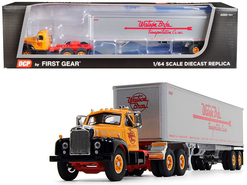 Mack B-61 Day Cab with 40′ Vintage Trailer “Watson Bros. Transportation” 29th in a “Fallen Flag Series” 1/64 Diecast Model by DCP/First Gear
