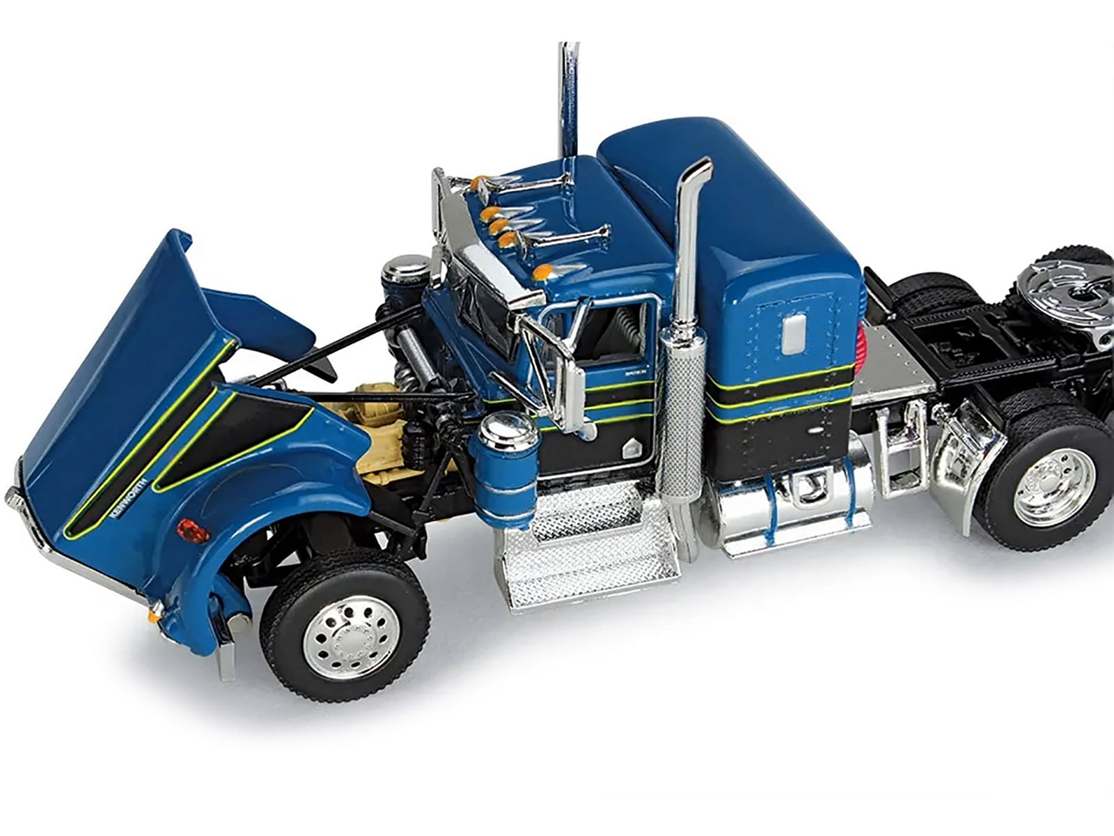 Kenworth W900A with Sleeper and 40′ Vintage Trailer “John Wayne: Comic Edition” Blue with Black Stripes 1/64 Diecast Model by DCP/First Gear