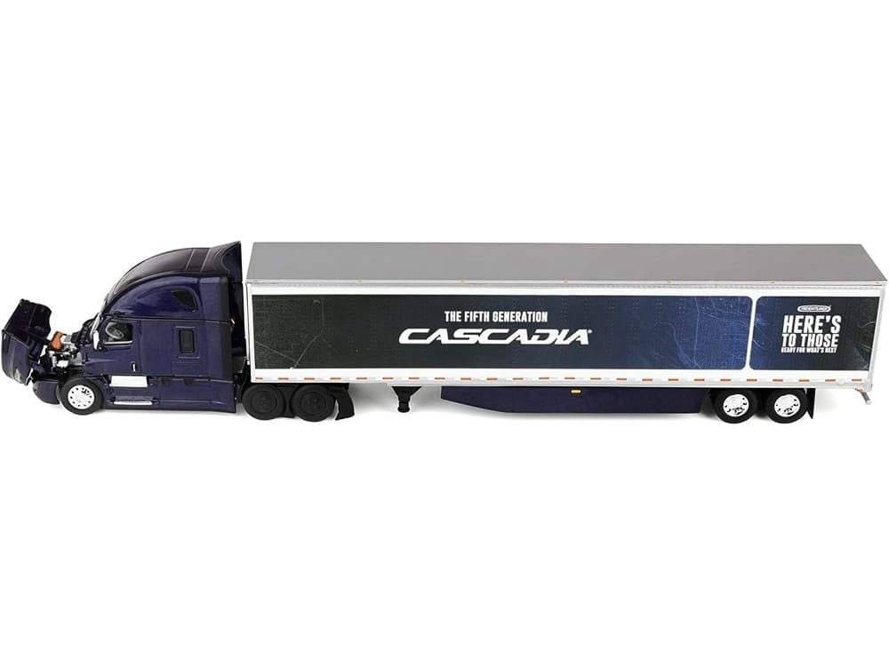 Freightliner Fifth Generation Cascadia Raised Roof Sleeper & 53' Utility Trailer with Skirts Midnight Blue 1/64 Diecast Model by DCP/First Gear - Image 2
