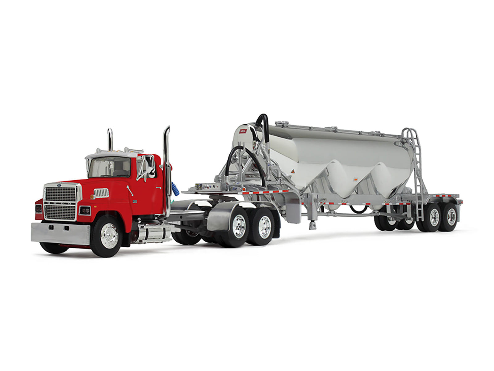 Ford LTL 9000 Day Cab with Heil Pneumatic Tank Trailer Heil Red 1/64 Diecast Model by DCP/First Gear - Image 2