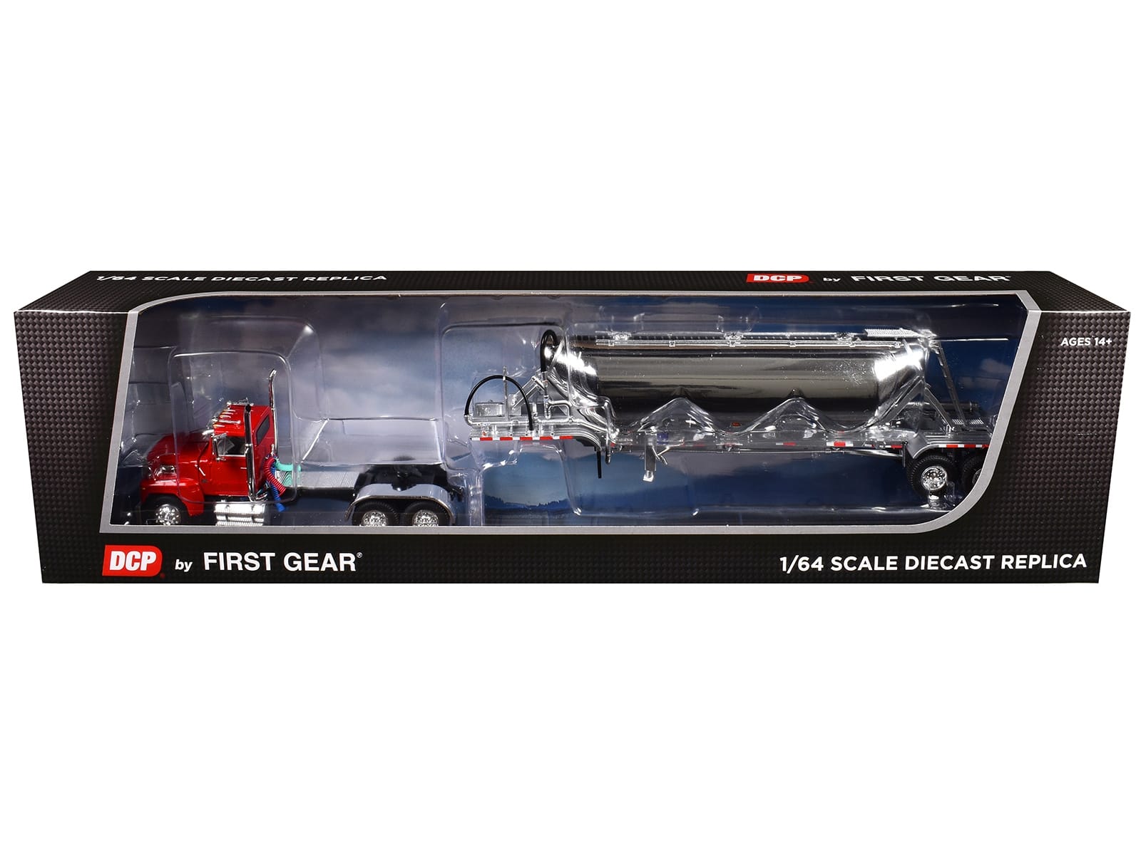 Ford LTL 9000 Day Cab with Heil Pneumatic Tank Trailer Heil Red 1/64 Diecast Model by DCP/First Gear - Image 3