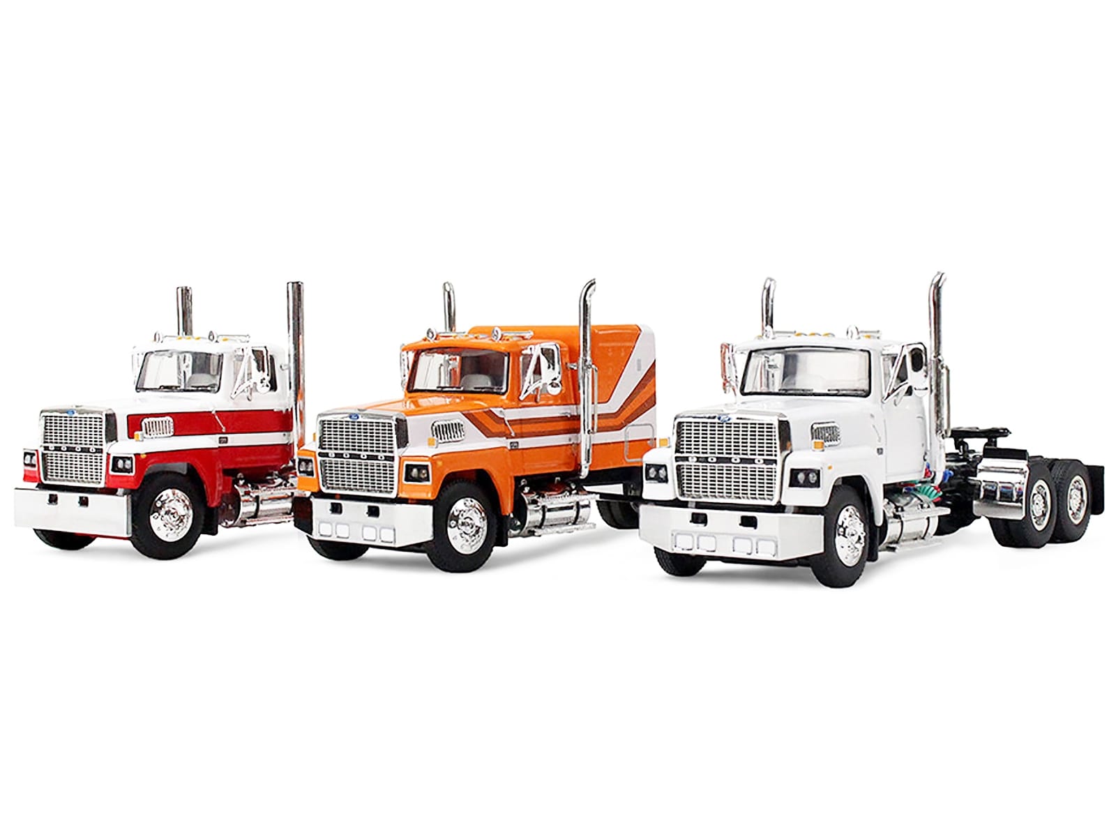Ford LTL 9000 Trio Set (Two Day Cabs and One 60" Flat Top Sleeper) 1/64 Diecast Model by DCP/First Gear - Image 2