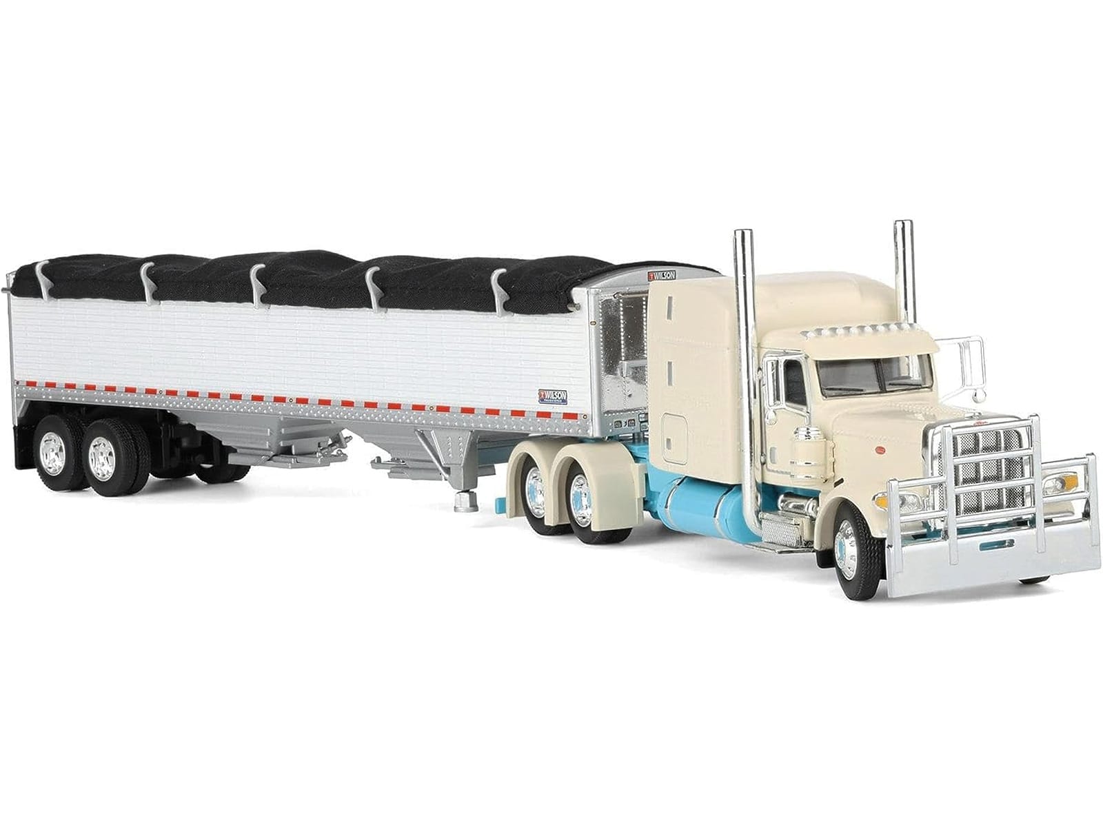 Peterbilt 389 with 63" Mid-Roof Sleeper and 43' Wilson Pacesetter High Sided Grain Trailer "Capitola Trucking" Cream 1/64 Diecast Model by DCP/First Gear - Image 5