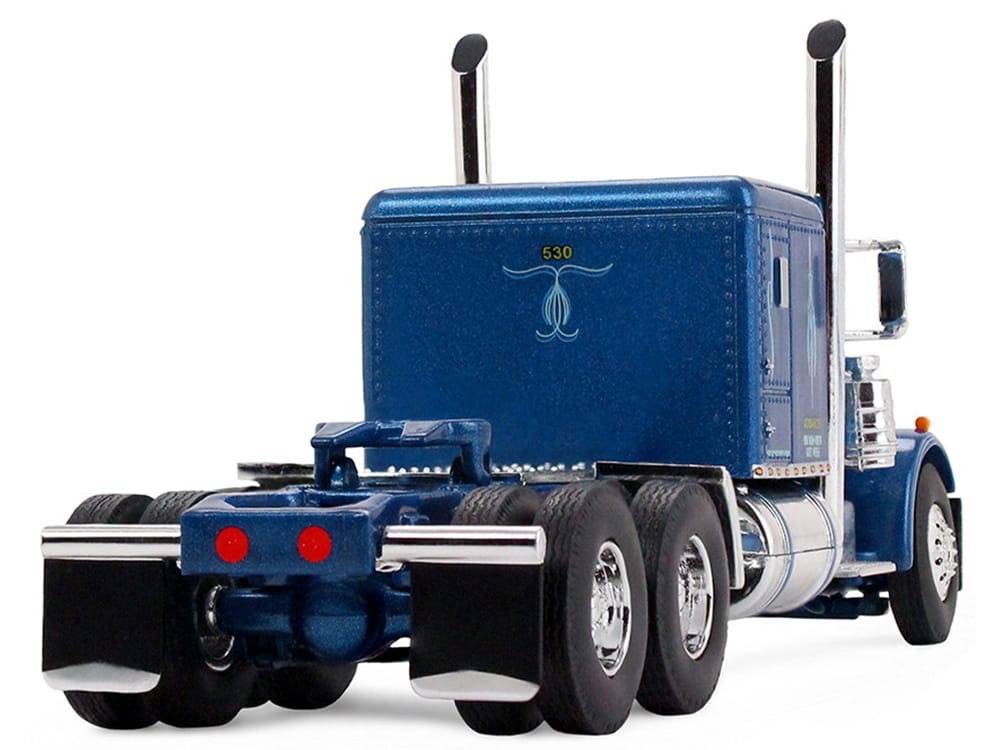 Peterbilt 351 with 63" Flat Top Sleeper and 40' Vintage Trailer with Reefer "Western Distributing" Blue Metallic and White 1/64 Diecast Model by DCP/First Gear - Image 4