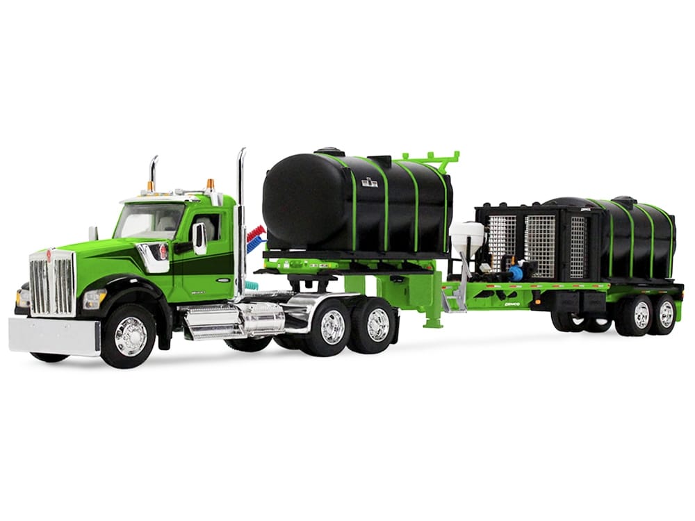Kenworth W900 Day Cab with Demco 42' Liquid Fertilizer Tender Trailer Green and Black 1/64 Diecast Model by DCP/First Gear - Image 2