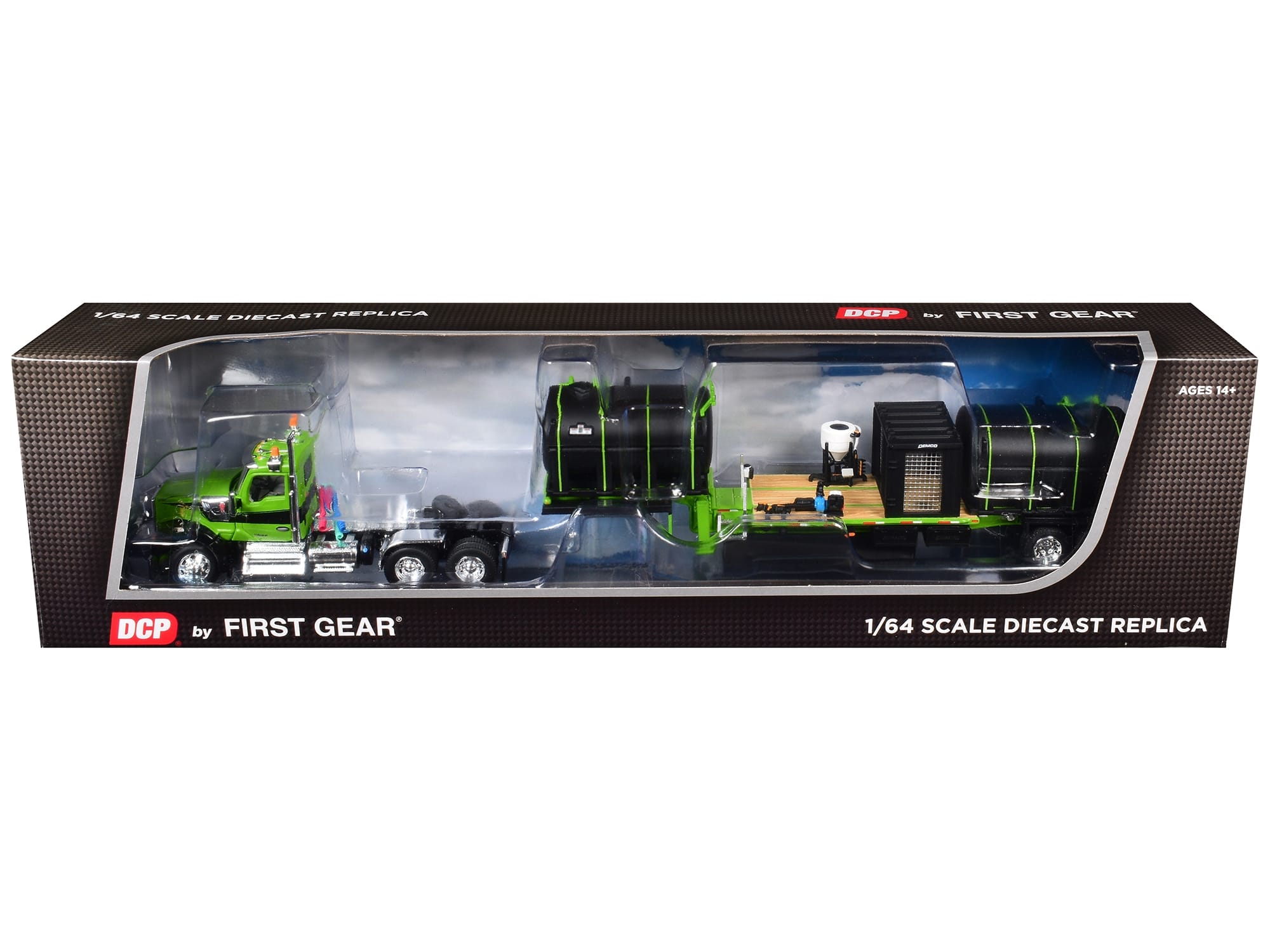 Kenworth W900 Day Cab with Demco 42' Liquid Fertilizer Tender Trailer Green and Black 1/64 Diecast Model by DCP/First Gear - Image 3