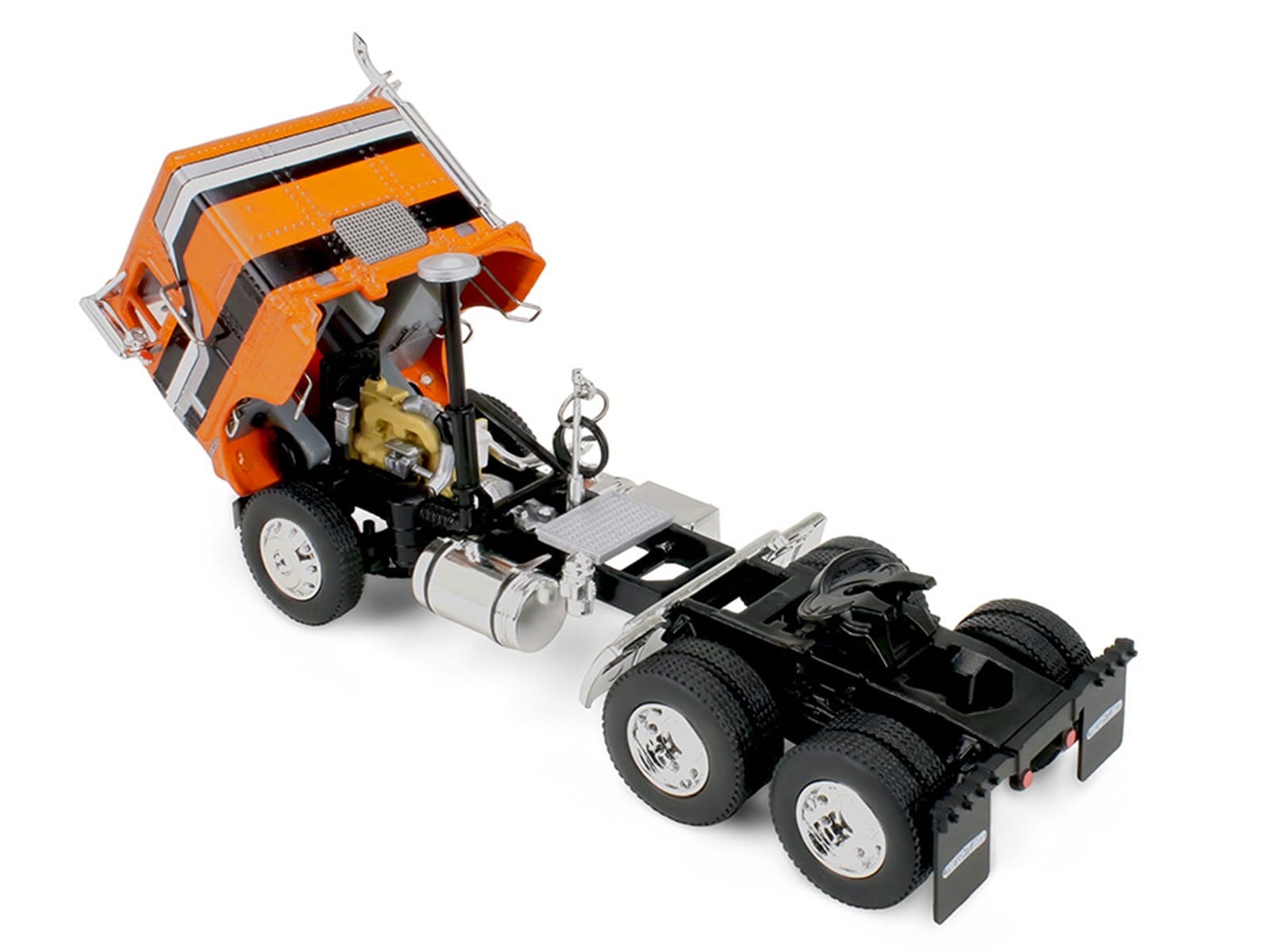Freightliner COE and 45' Wilson Vintage Livestock Trailer Orange with Stripes 1/64 Diecast Model by DCP/First Gear - Image 2