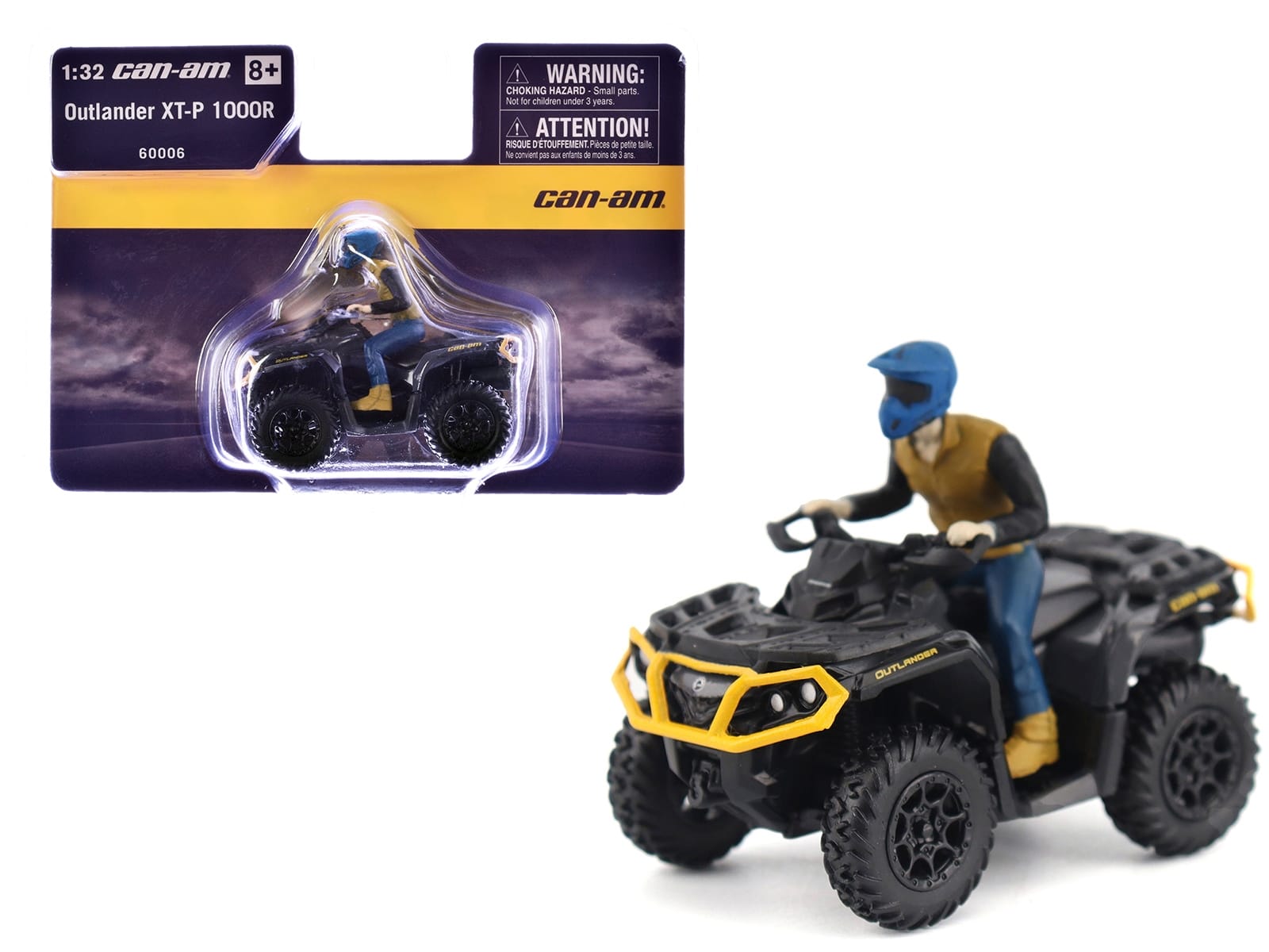 Can-Am Outlander XT-P 1000R ATV Iron Gray and Neo Yellow with Driver Figure 1/32 Diecast Model by BRP Models - Image 4