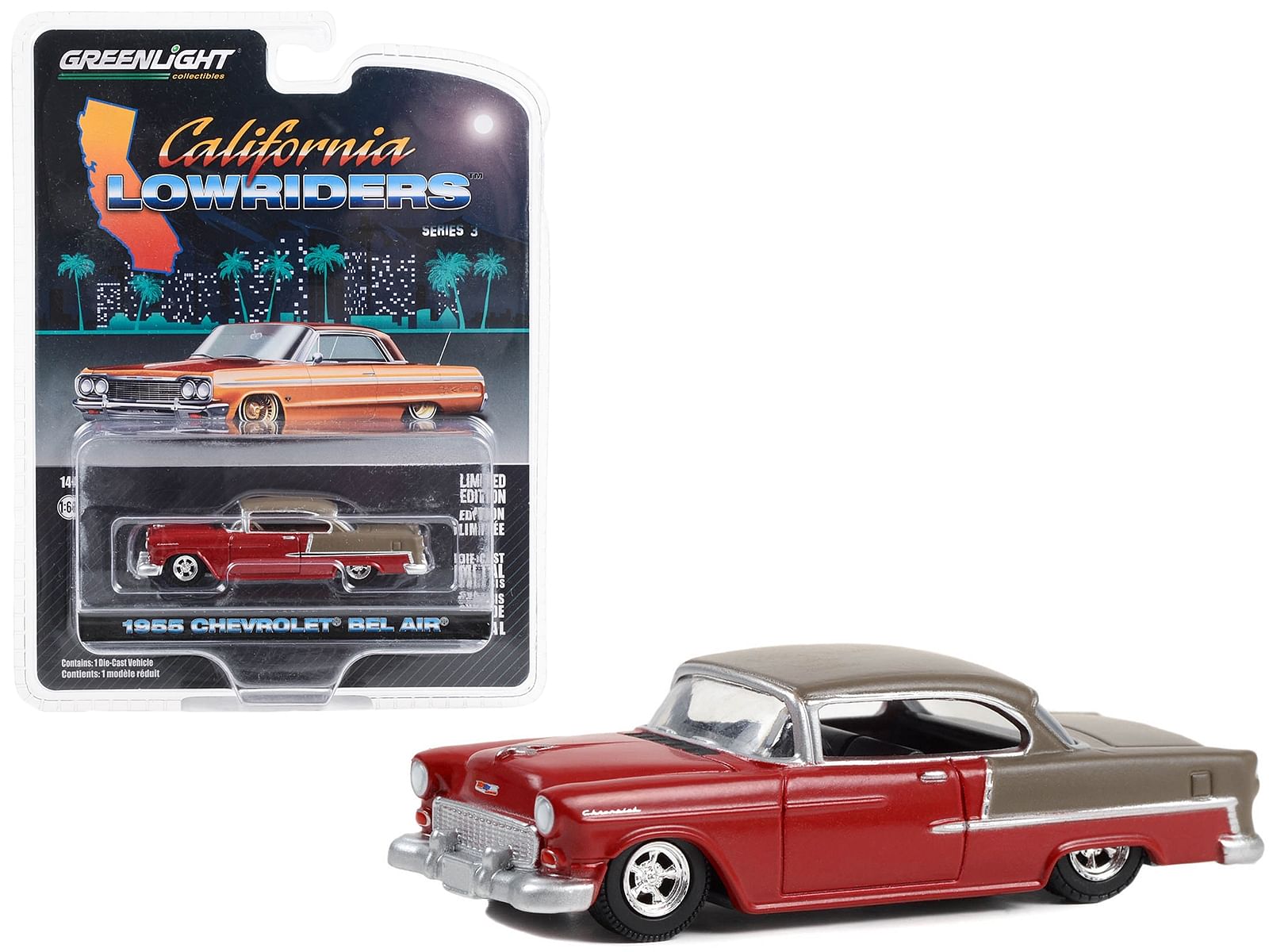 1955 Chevrolet Bel Air Lowrider Ruby Red and Matt Bronze “California Lowriders” Series 3...