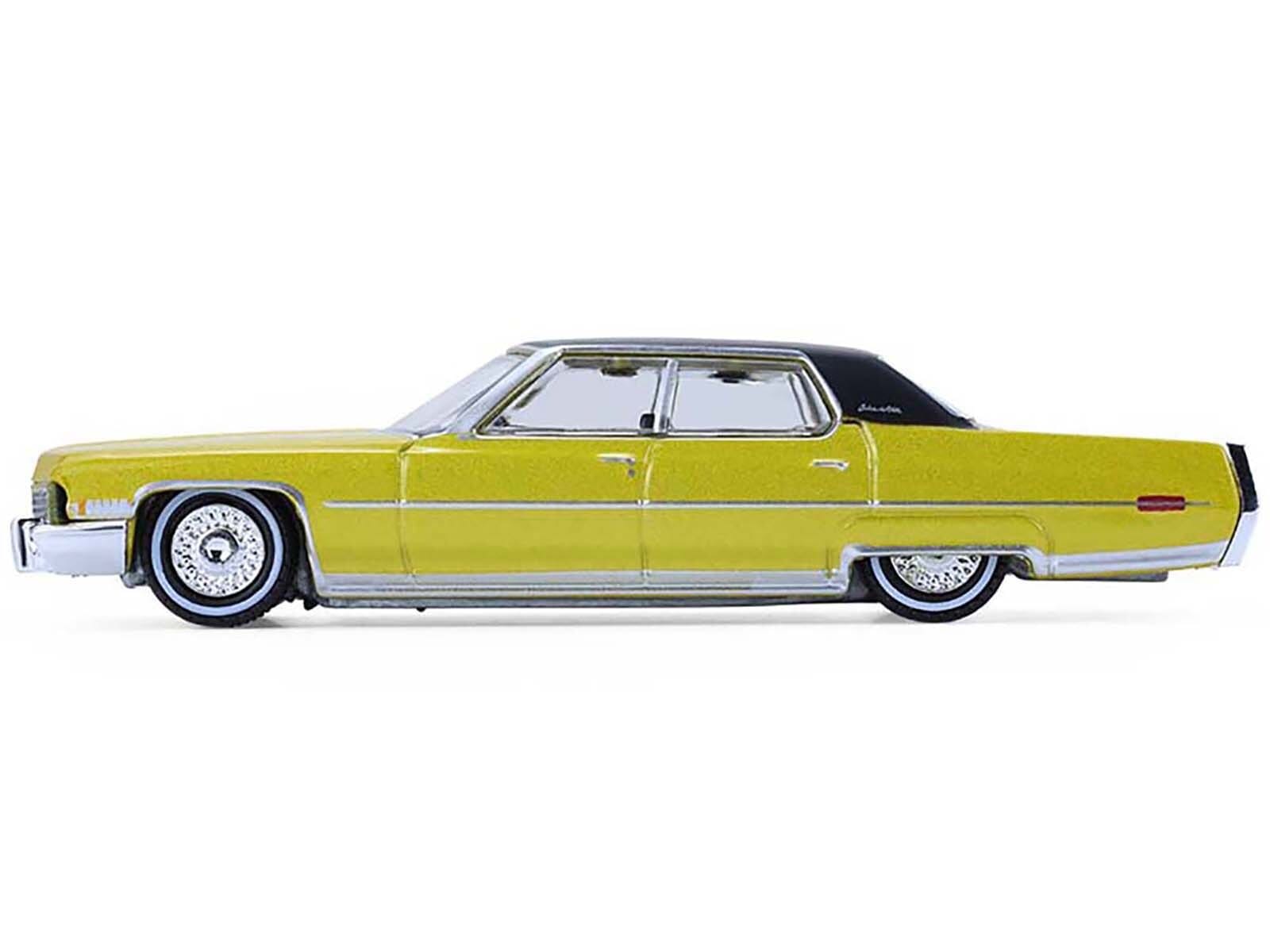 1971 Cadillac Sedan Deville Lowrider Gold Metallic with Black Top "California Lowriders" Series 7 1/64 Diecast Model Car by Greenlight - Image 2