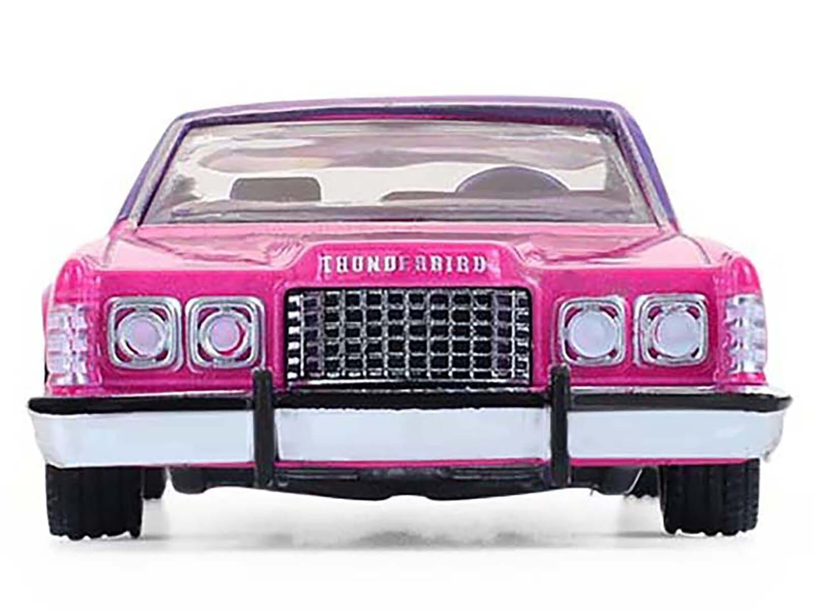 1975 Ford Thunderbird Lowrider Pink Metallic with Purple Top and Graphics with Purple Interior "California Lowriders" Series 7 1/64 Diecast Model Car by Greenlight - Image 5