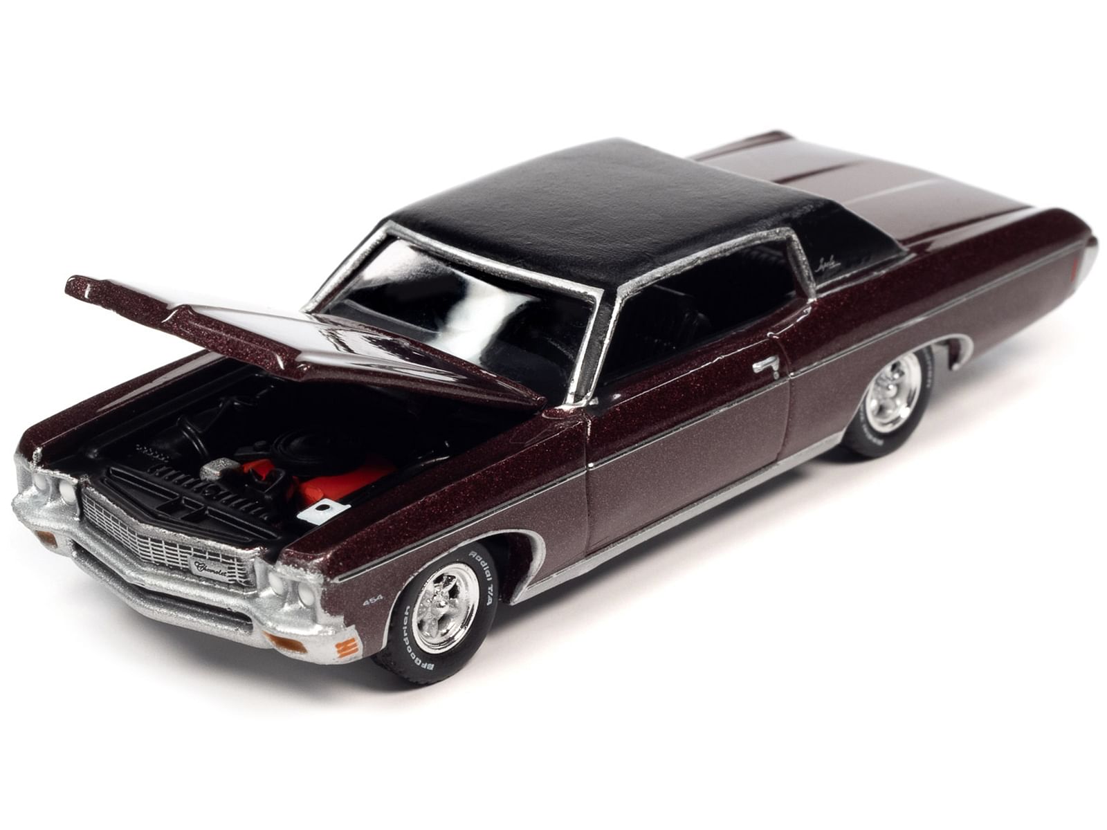 1970 Chevrolet Impala Custom Coupe Black Cherry Metallic with Black Vinyl Top “Luxury Cruisers” Limited Edition 1/64 Diecast Model Car by Auto World