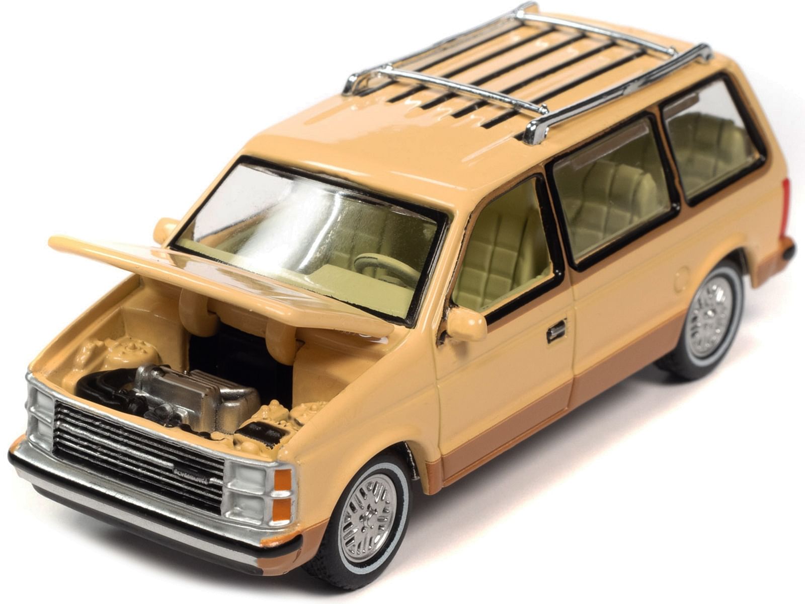 1985 Plymouth Voyager Minivan Cream with Roofrack “Mighty Minivans” Limited Edition 1/64 Diecast Model Car by Auto World