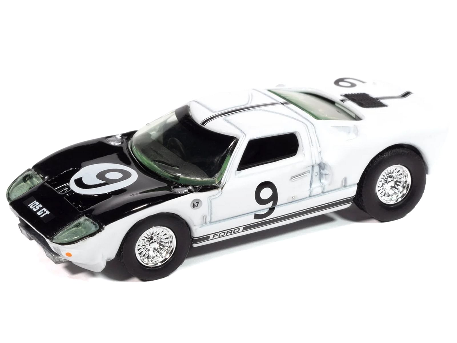 1964 Ford GT40 #9 White with Black Hood and Stripes "Vintage Muscle" Series 1/64 Diecast Model Car by Auto World