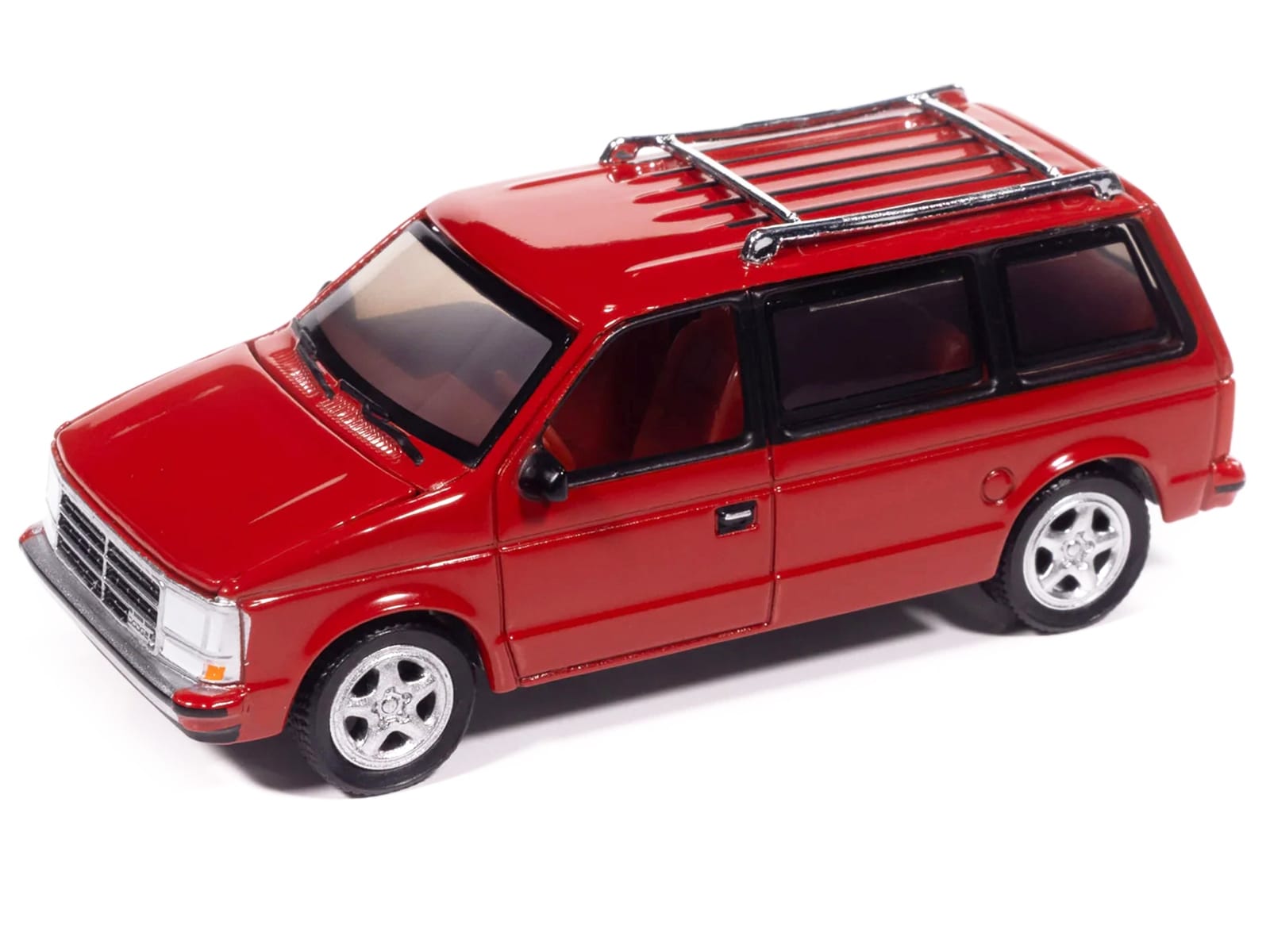 1989 Dodge Caravan Turbo Van Flash Red "Mighty Minivans" Series 1/64 Diecast Model Car by Auto World - Image 2