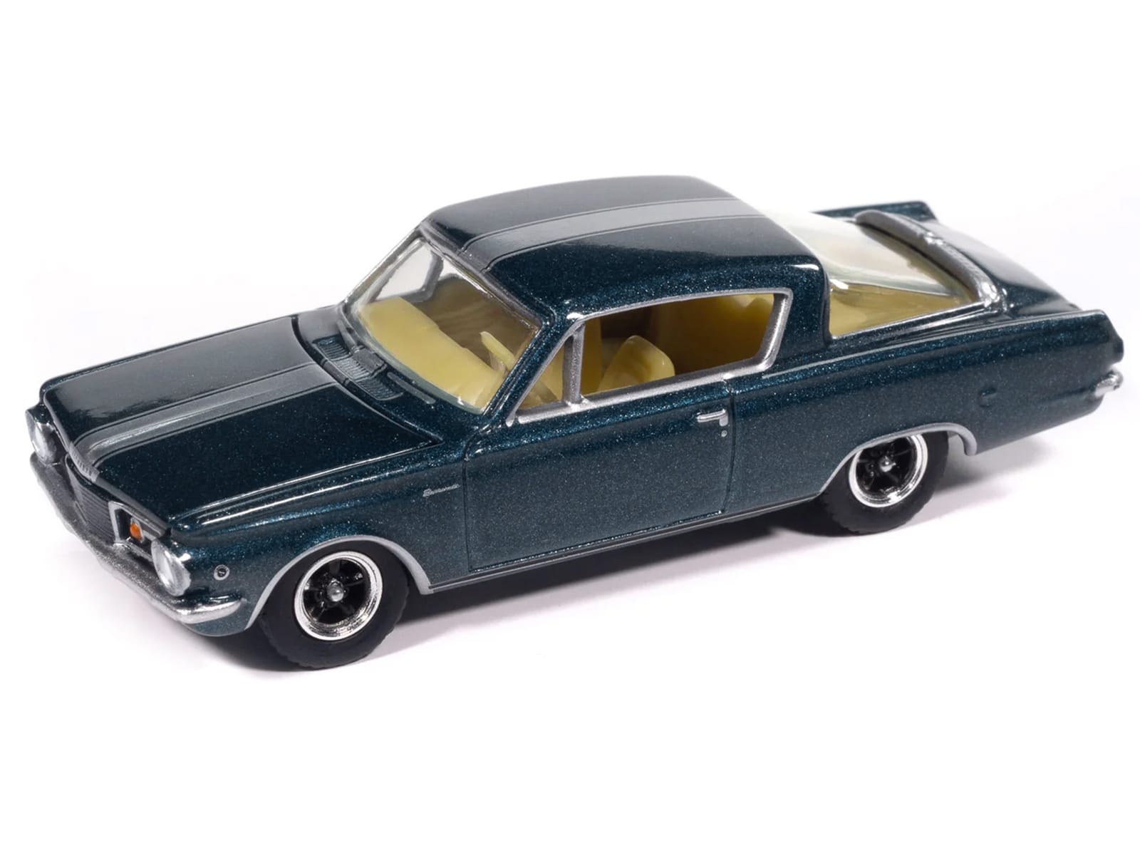 1965 Plymouth Barracuda Formula S Dark Blue Metallic with Silver Stripe "Vintage Muscle" Series 1/64 Diecast Model Car by Auto World - Image 2