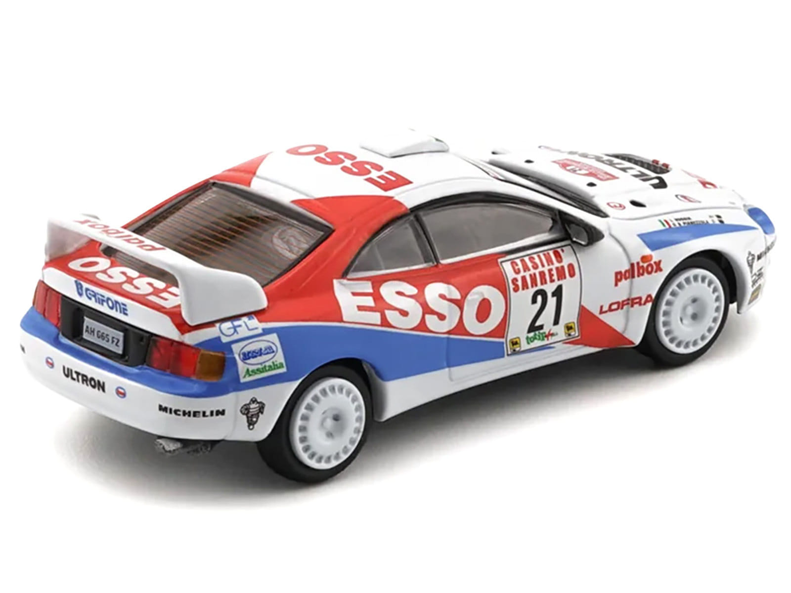 Toyota Celica GT-Four #21 Gilberto Pianezzola - Loris Roggia "Rallye Sanremo - Rallye d'Italia" (1996) with Extra Wheels 1/64 Diecast Model Car by BM Creations - Image 3