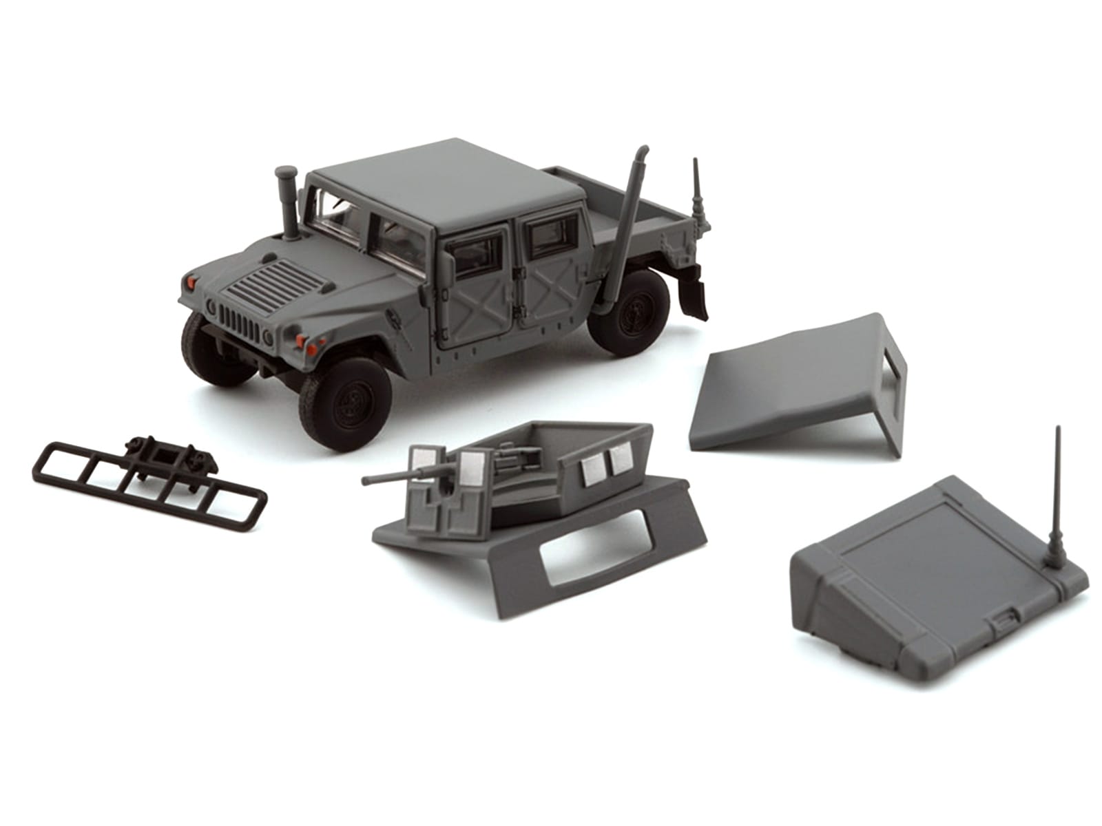 HUMVEE 4-CT Military Vehicle Matt Gray with Alternative Tops 1/64 Diecast Model Car by BM Creations - Image 2