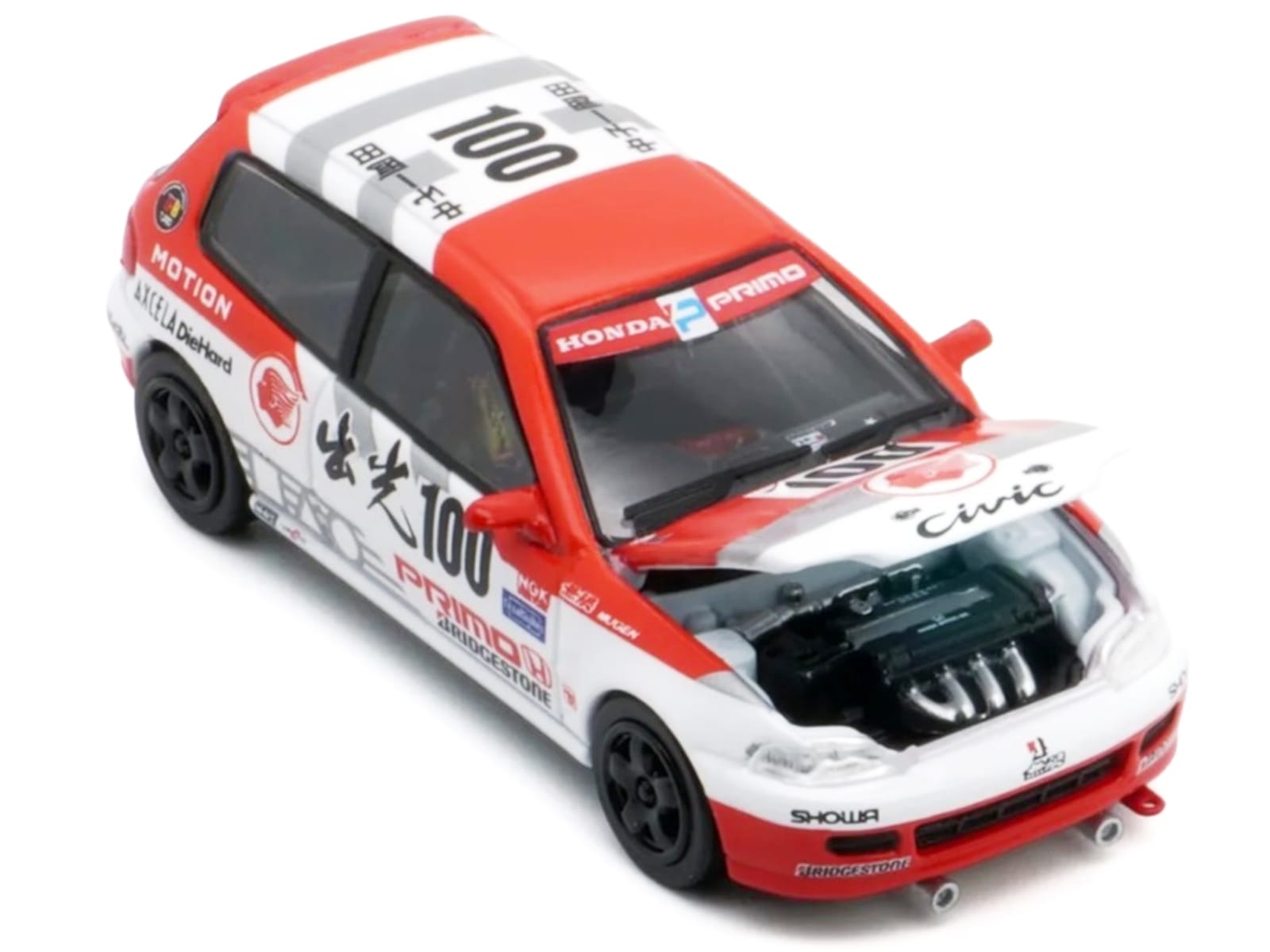 Honda Civic EG6 RHD (Right Hand Drive) #100 Osamu Nakako - Hideki Okada "Mugen Honda" "Japanese Touring Car Championship" (1993) 1/64 Diecast Model Car by BM Creations - Image 2