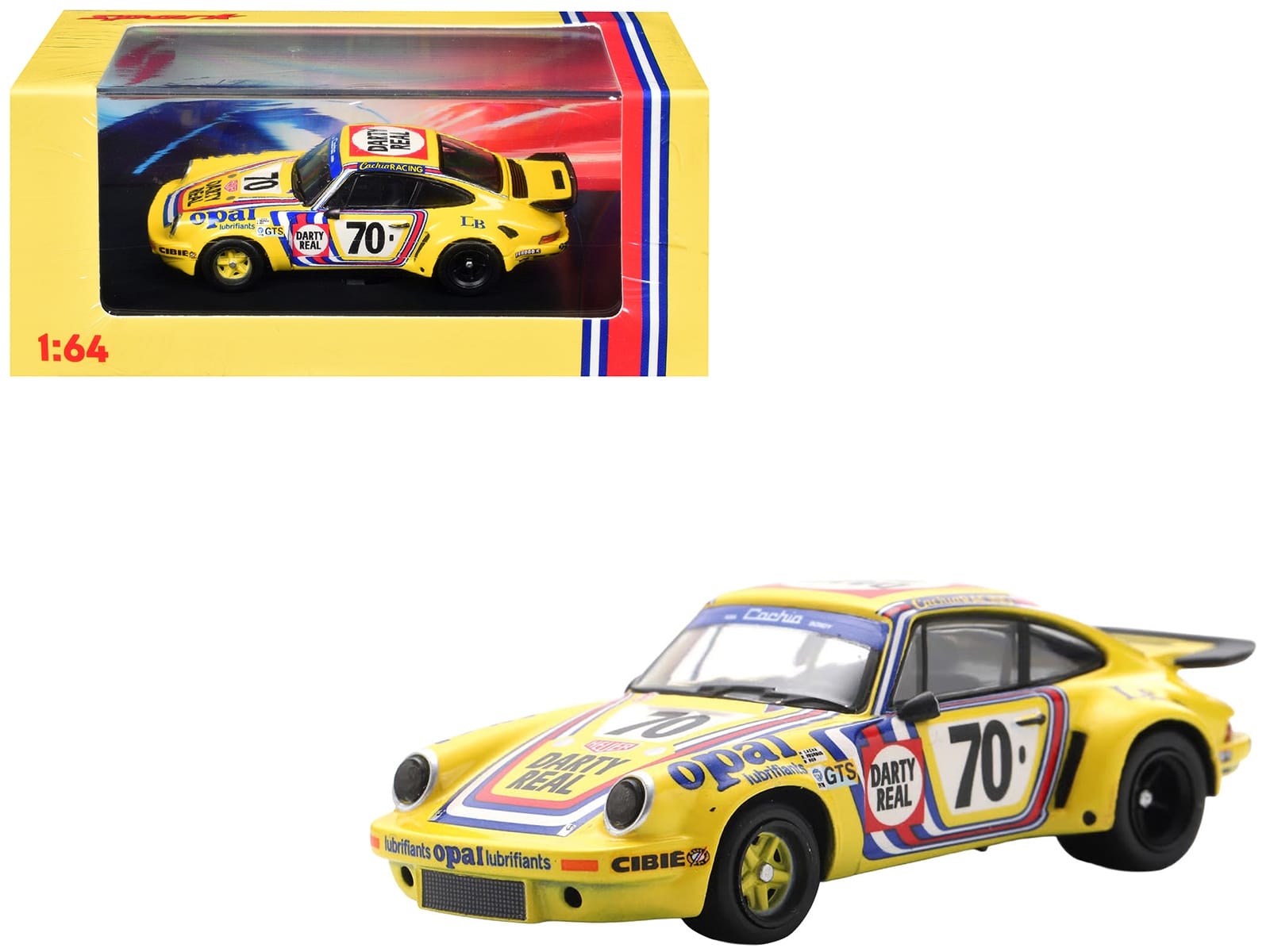 Porsche 911 Carrera RSR 3.0 #70 Henri Cachia - Raymound Touroul - Dennis Rua "ASA Cachia-Bondy" "24 Hours of Le Mans" (1974) 1/64 Model Car by Spark