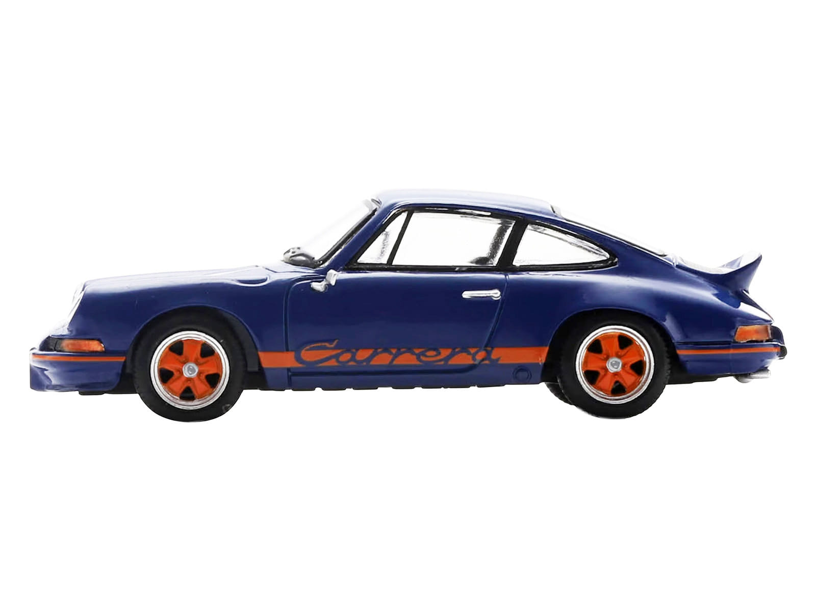 1973 Porsche 911 RS 2.7 Blue with Orange Stripes 1/64 Model Car by Spark - Image 2