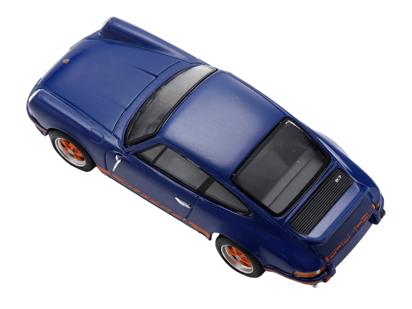 1973 Porsche 911 RS 2.7 Blue with Orange Stripes 1/64 Model Car by Spark - Image 5
