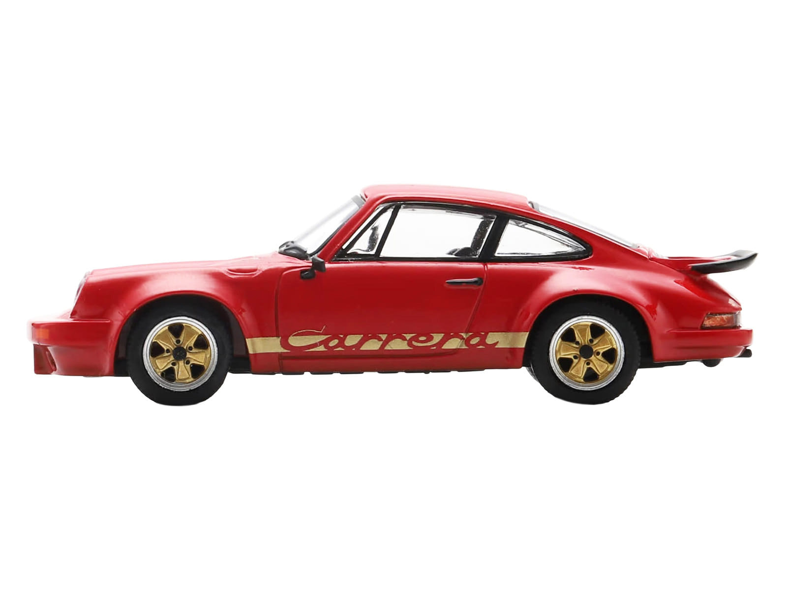 1974 Porsche 911 Carrera RS 3.0 Red with Gold Stripes 1/64 Model Car by Spark - Image 2