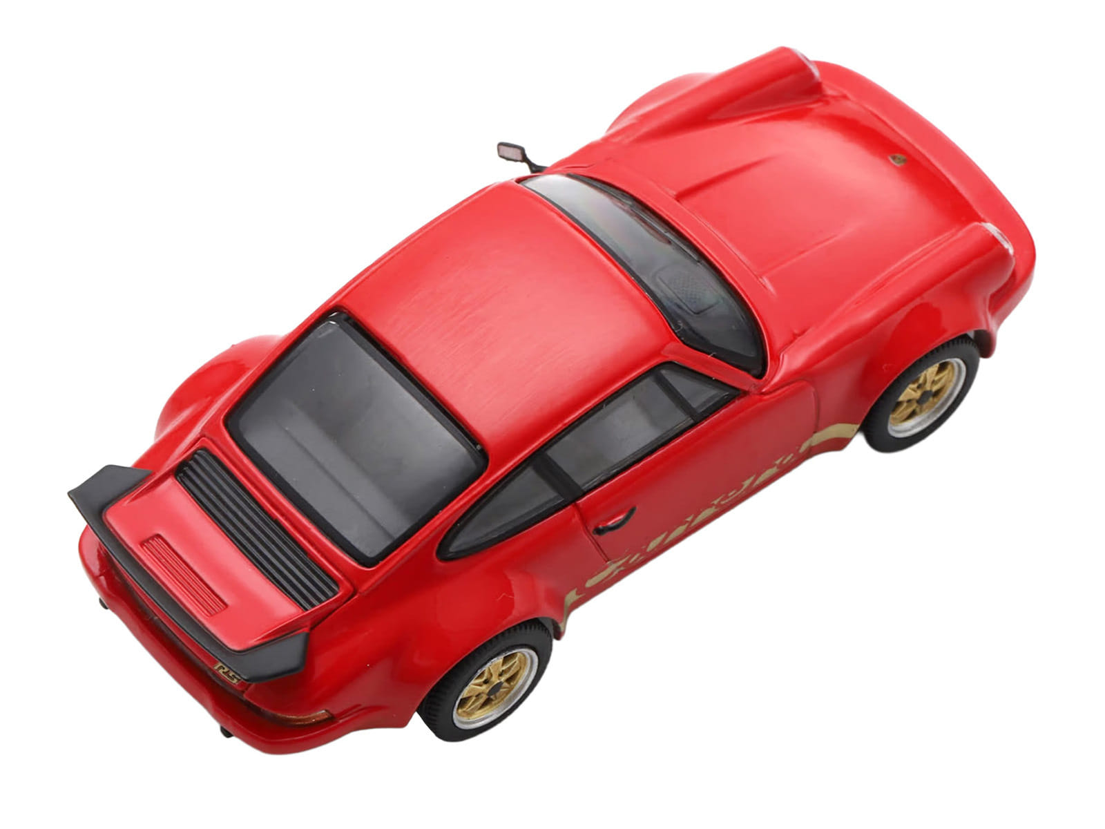 1974 Porsche 911 Carrera RS 3.0 Red with Gold Stripes 1/64 Model Car by Spark - Image 5
