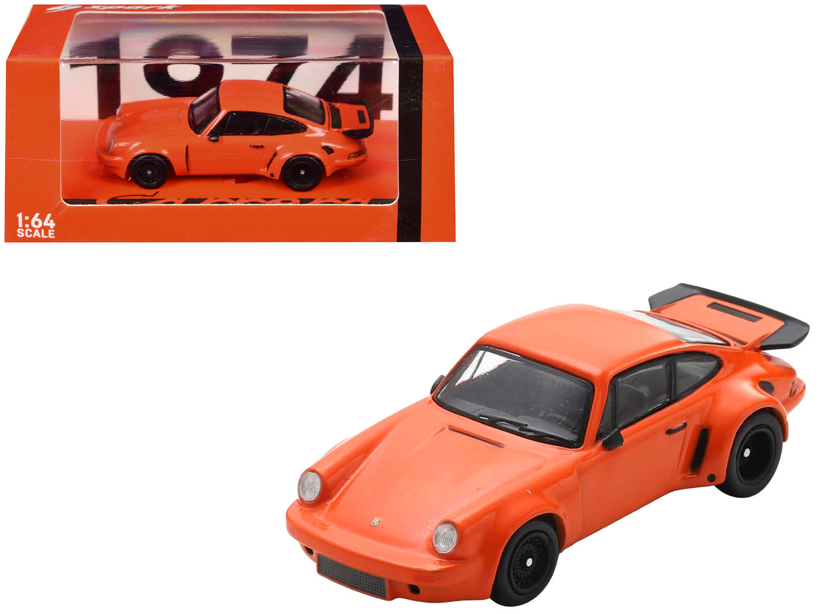 1974 Porsche 911 Carrera RSR 3.0 Orange 1/64 Model Car by Spark