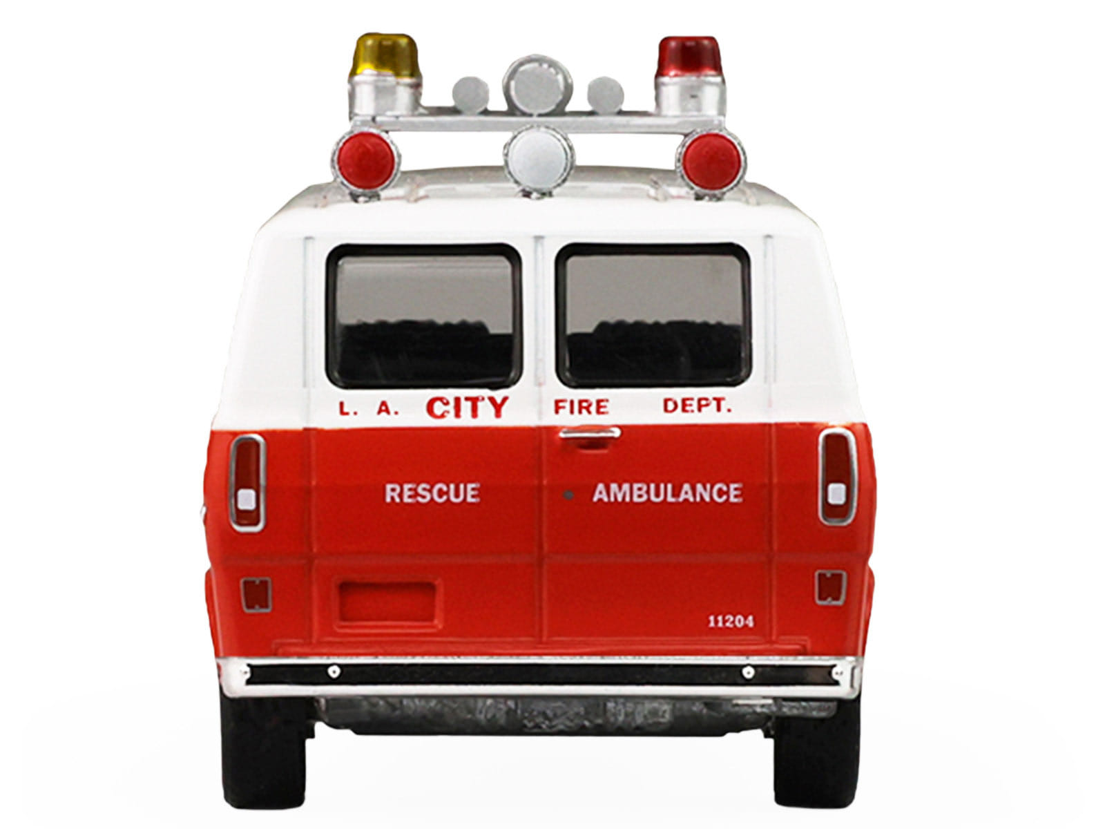 1969 Ford Econoline Ambulance "Los Angeles Fire Department" Red and White "Fire & Rescue" Series #5 1/64 Diecast Model Car by Greenlight - Image 3