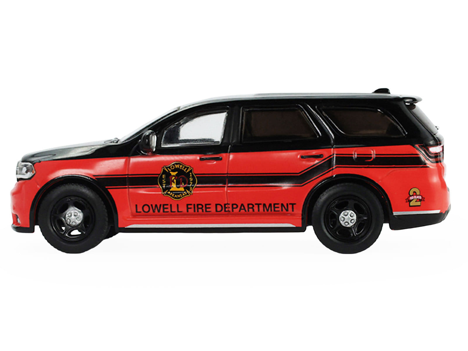 2019 Dodge Durango "Lowell Arkansas Fire Department" Red and Black with Black Stripes "Fire & Rescue" Series #5 1/64 Diecast Model Car by Greenlight - Image 2