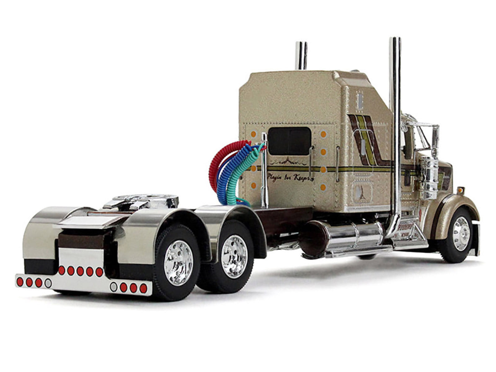 Kenworth W900L with 60" Aerodyne Sleeper and 40' Vintage Trailer "Red's Favorites - Jason Sanders" Beige with Stripes 1/64 Diecast Model by DCP/First Gear - Image 4