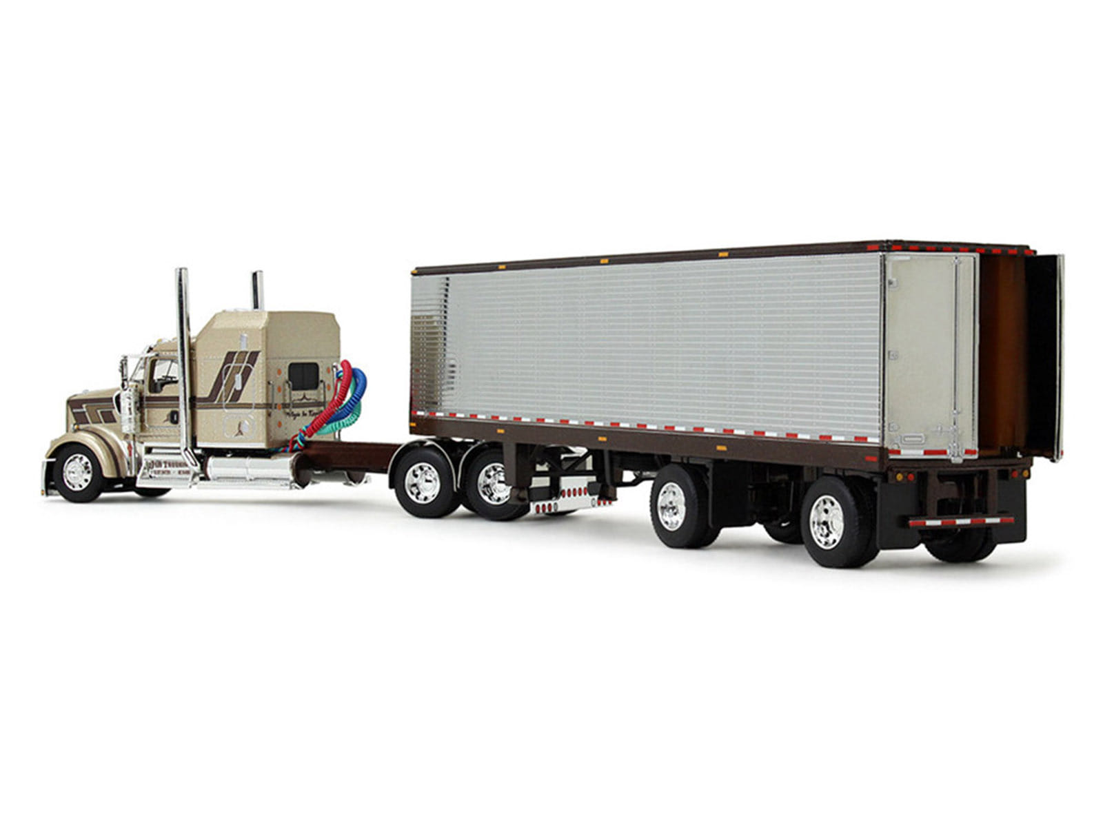 Kenworth W900L with 60" Aerodyne Sleeper and 40' Vintage Trailer "Red's Favorites - Jason Sanders" Beige with Stripes 1/64 Diecast Model by DCP/First Gear - Image 5