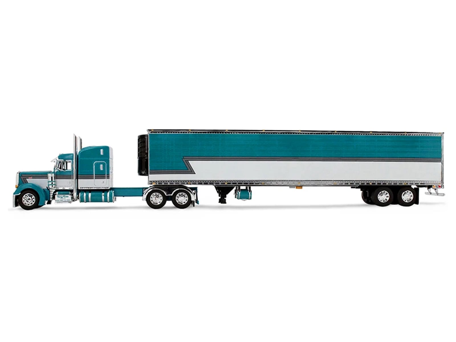 Peterbilt 379 with 63" Mid-Roof Sleeper and 53' Utility Trailer with Reefer "Tway Rose Transport" Teal and White with Stripes "Big Rigs" Series II #5 1/64 Diecast Model by DCP/First Gear - Image 2