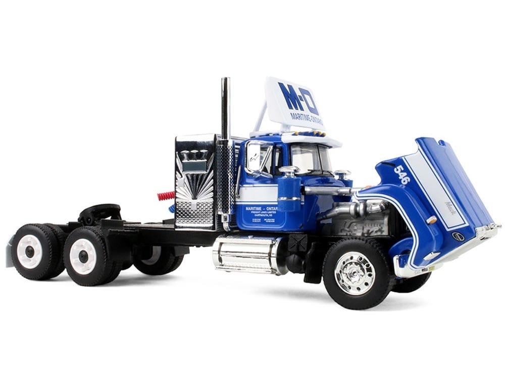 Mack Super-Liner with 36" Vintage Sleeper and 40' Vintage Trailer with Reefer "Maritime-Ontario" Blue with White Stripes "Legacy" Series #4 1/64 Diecast Model by DCP/First Gear - Image 2