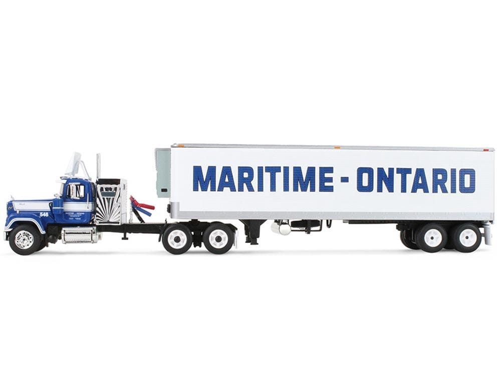 Mack Super-Liner with 36" Vintage Sleeper and 40' Vintage Trailer with Reefer "Maritime-Ontario" Blue with White Stripes "Legacy" Series #4 1/64 Diecast Model by DCP/First Gear - Image 3