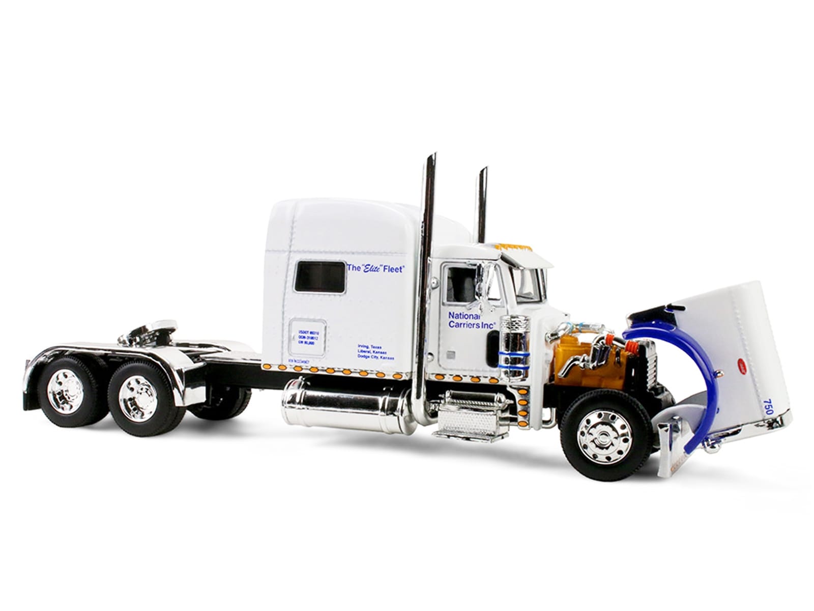 Peterbilt 379 with 70" Mid-Roof Sleeper and Wilson Silverstar Livestock Trailer "National Carriers" White "Legacy Series #5" 1/64 Diecast Model by DCP/First Gear - Image 2