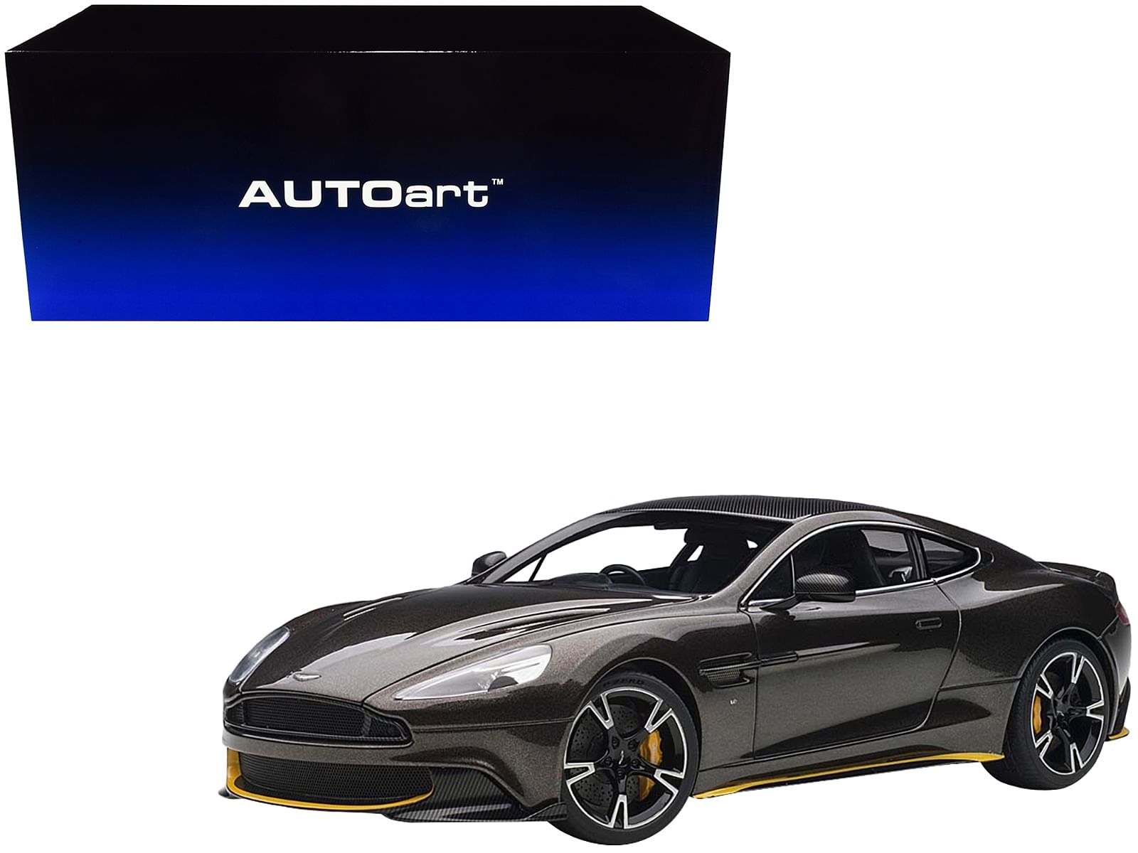 2017 Aston Martin Vanquish S Kopi Bronze with Carbon Top 1/18 Model Car by Autoart