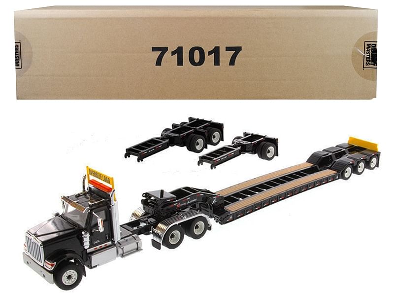 International HX520 Tandem Tractor Black with XL 120 Lowboy Trailer “Transport Series” 1/50 Diecast Model by Diecast Masters