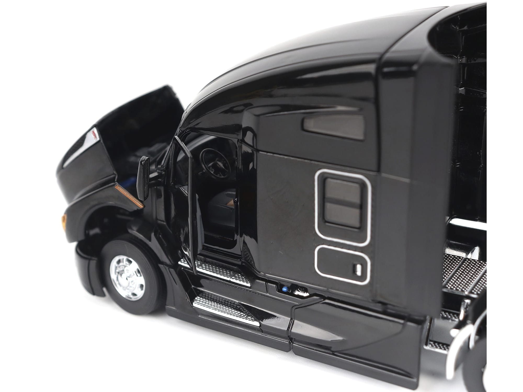 Kenworth T680 76" High Roof Sleeper Cab Truck Tractor Black "Transport Series" 1/50 Diecast Model by Diecast Masters - Image 2