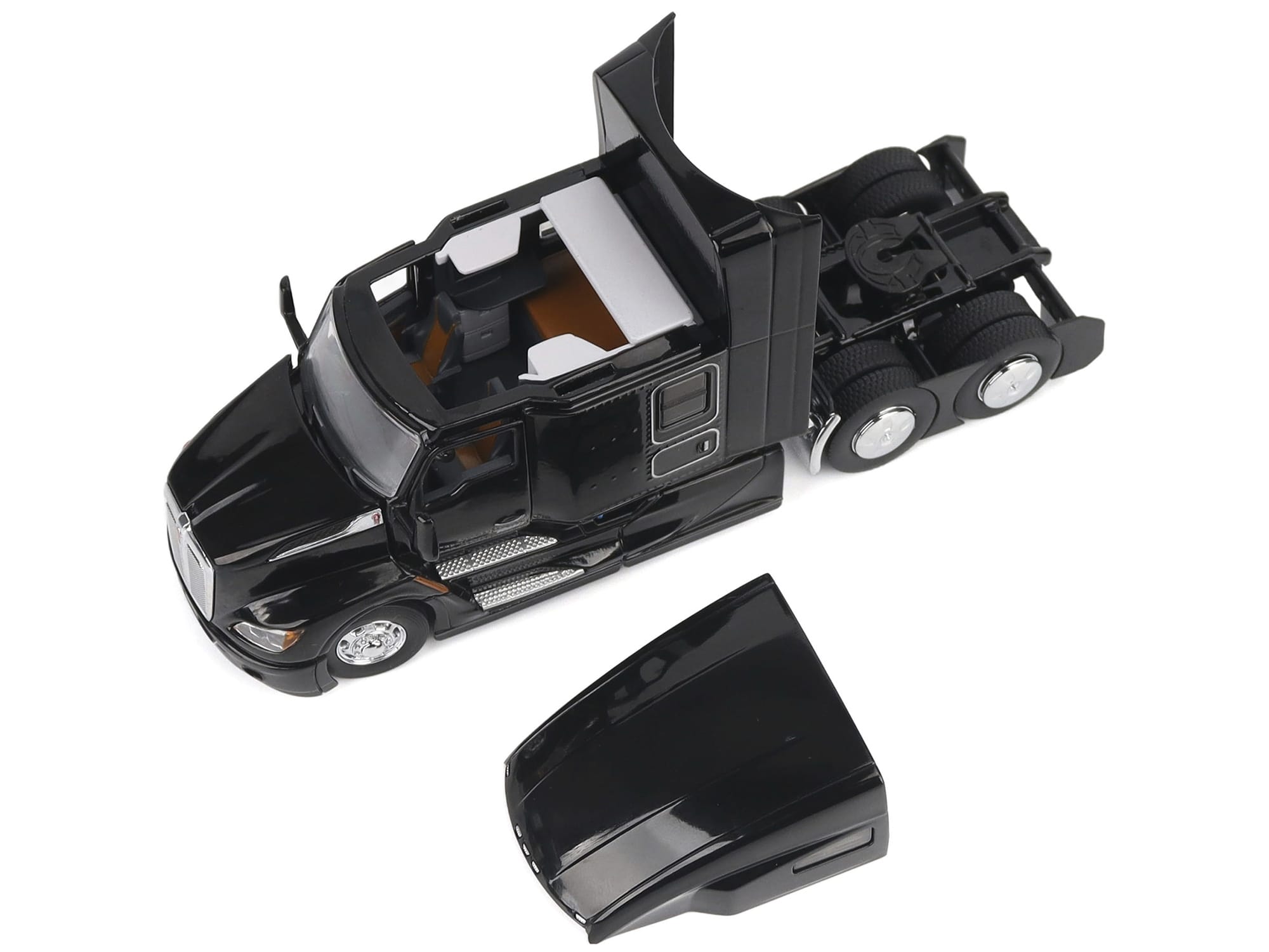 Kenworth T680 76" High Roof Sleeper Cab Truck Tractor Black "Transport Series" 1/50 Diecast Model by Diecast Masters - Image 3