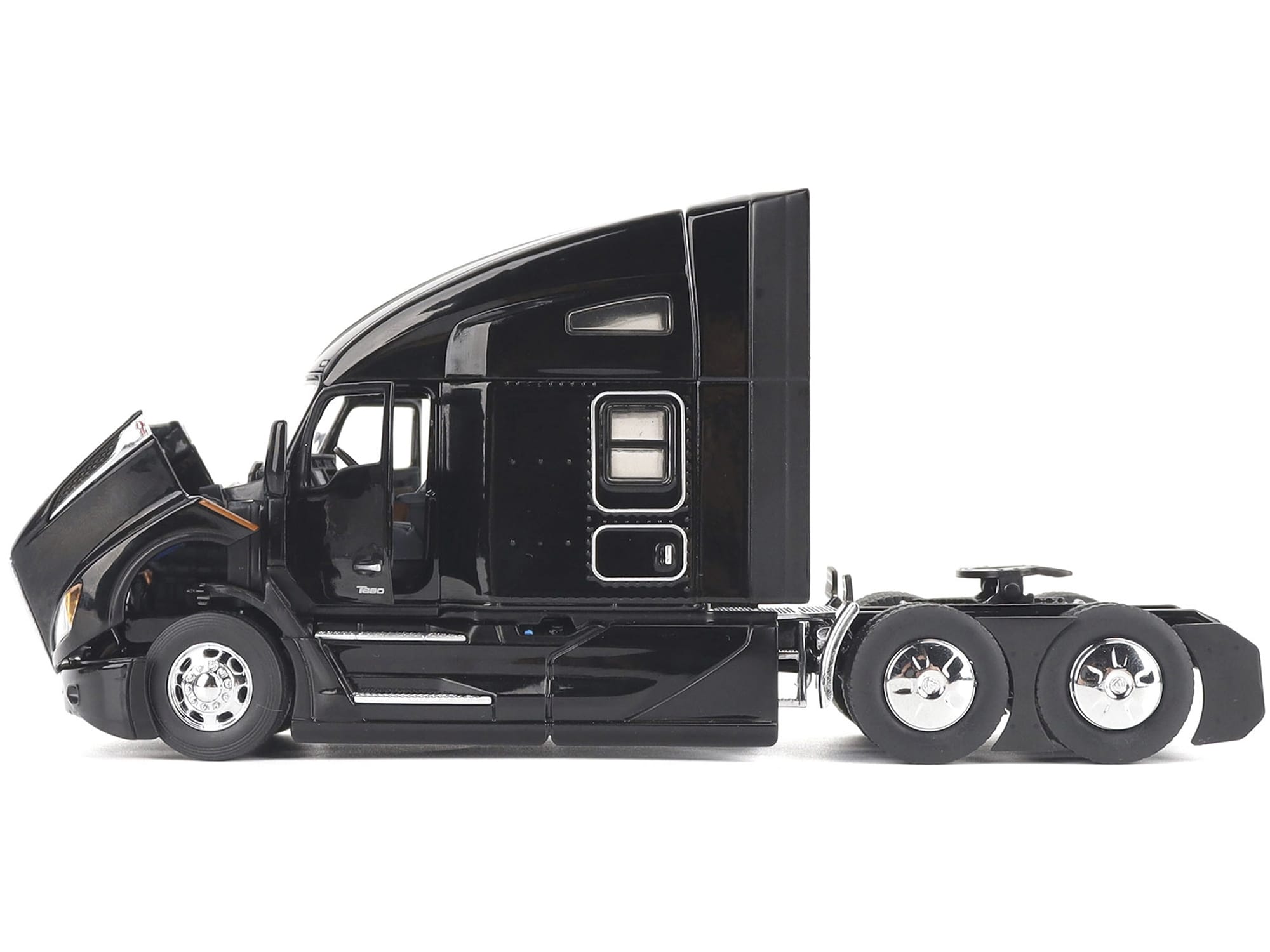 Kenworth T680 76" High Roof Sleeper Cab Truck Tractor Black "Transport Series" 1/50 Diecast Model by Diecast Masters - Image 4