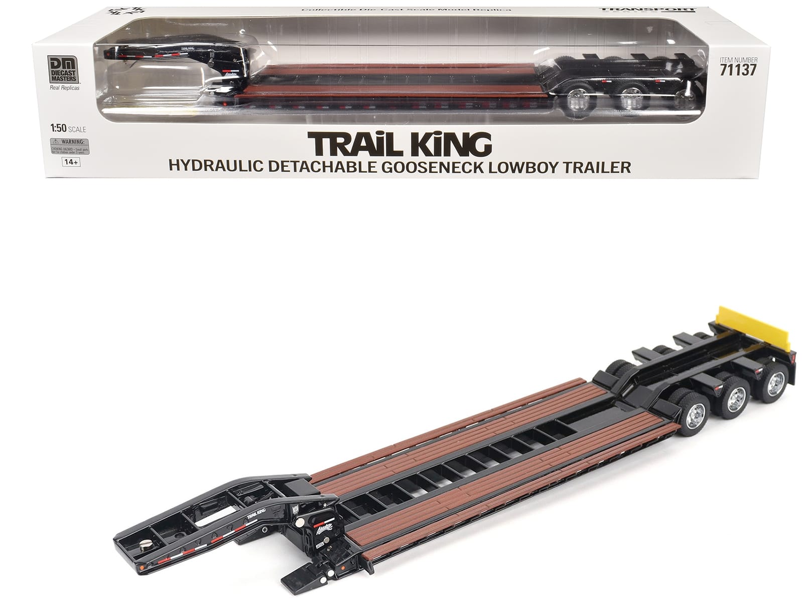 Trail King TK120 Hydraulic Detachable Gooseneck Lowboy Trailer Black (Outrigger Version) "Transport Series" 1/50 Diecast Model by Diecast Masters - Image 5
