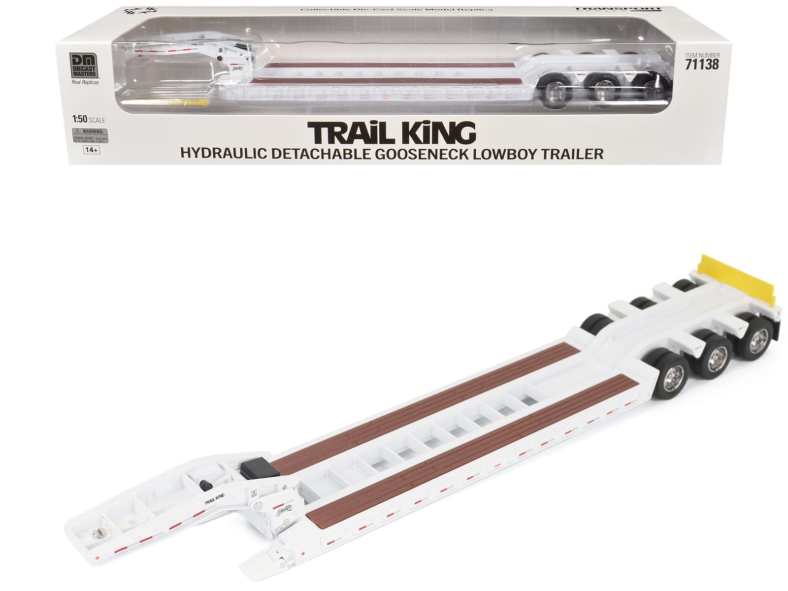 Trail King TK120 Hydraulic Detachable Gooseneck Lowboy Trailer White (Regular Version) "Transport Series" 1/50 Diecast Model by Diecast Masters - Image 5