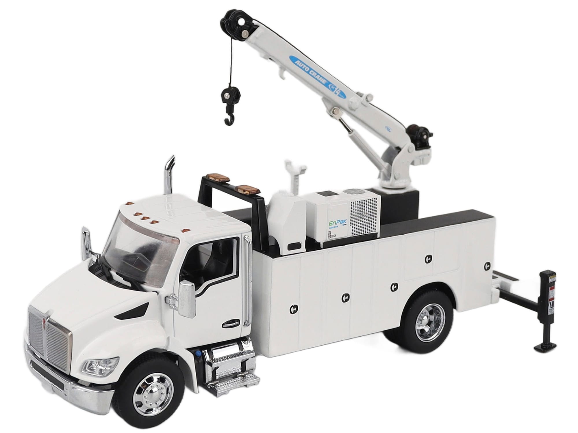 Kenworth T380 Auto-Crane Titan 85-Body HC14-Crane Work Truck with Miller EnPak White "Transport Series" 1/50 Diecast Model by Diecast Masters - Image 2