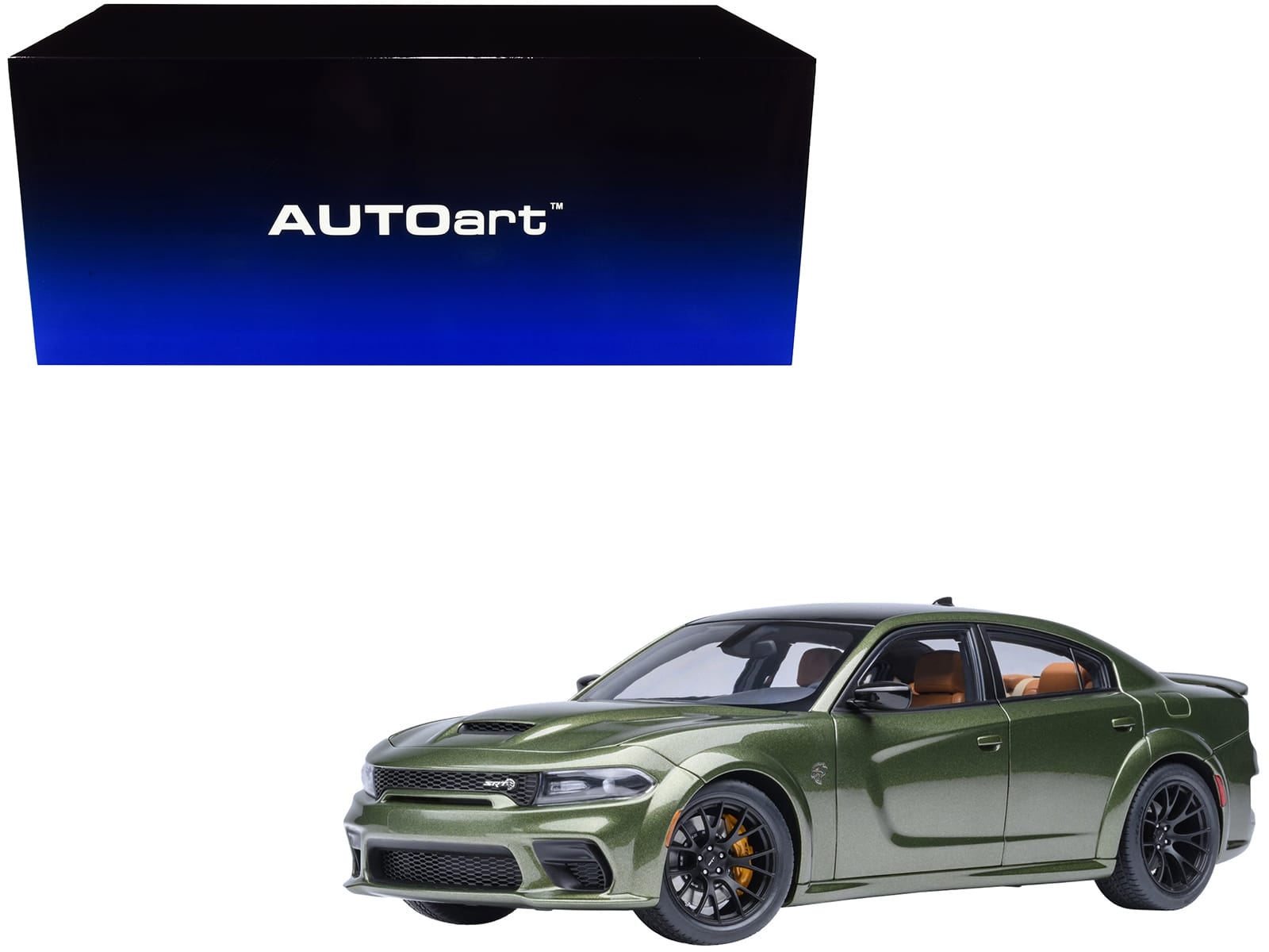 Dodge Charger SRT Hellcat Redeye F8 Green Metallic with Matt Black Top 1/18 Model Car by Autoart