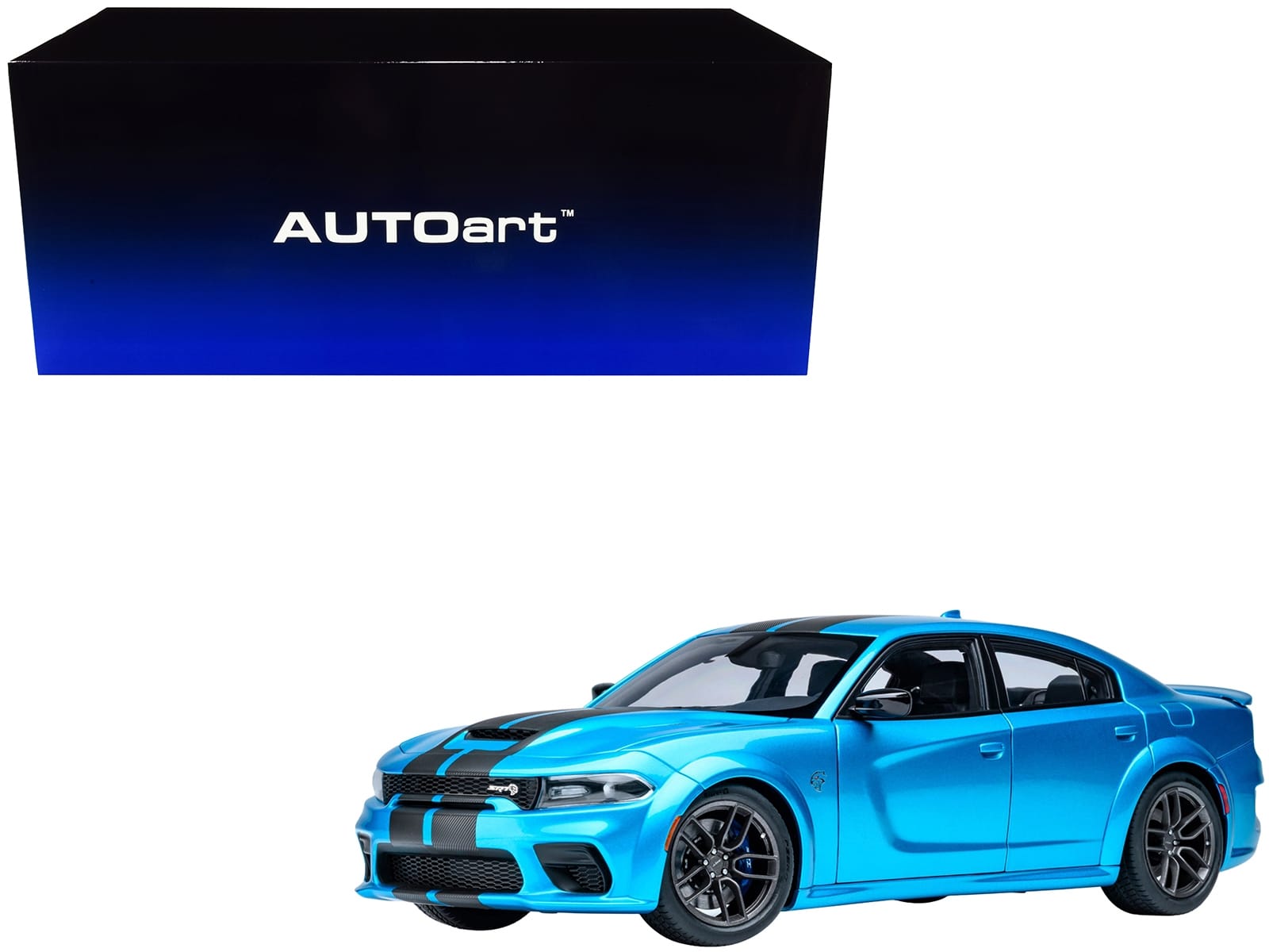 Dodge Charger SRT Hellcat Redeye B5 Blue Metallic with Carbon Stripes 1/18 Model Car by Autoart