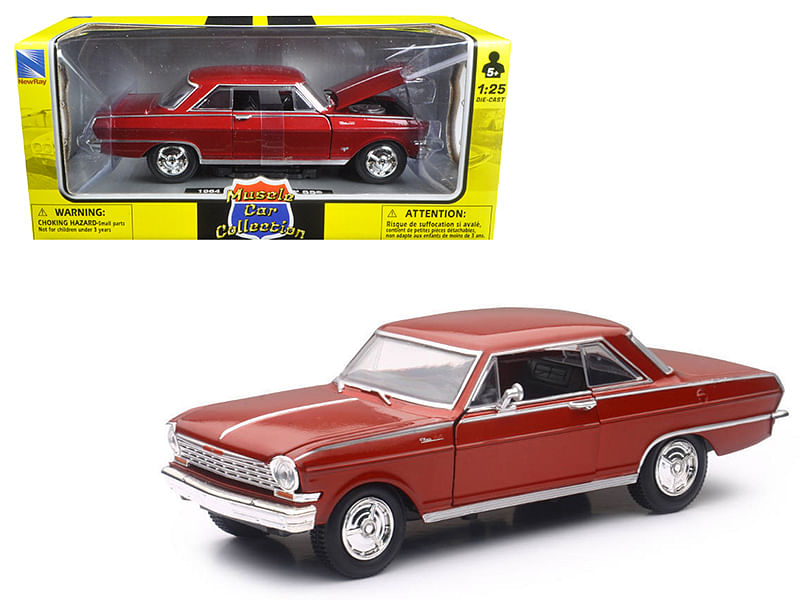 1964 Chevrolet Nova SS Burgundy “Muscle Car Collection” 1/25 Diecast Model Car by New Ray