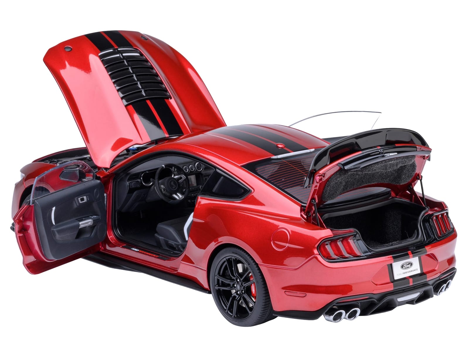 Ford Mustang Shelby GT500 Rapid Red Metallic with Black Stripes 1/18 Model Car by Autoart - Image 2